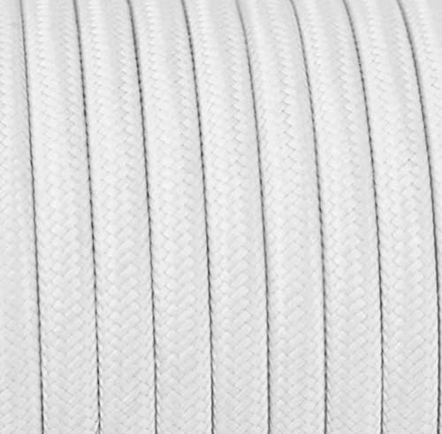 3 Metres 3-Core Textile Cable Fabric Cord Pendant Cable Lamp Cable Textile Cable 3 x 0.75 mm² 3G0.75 White 3 metres - [3 x 0.75] White round
