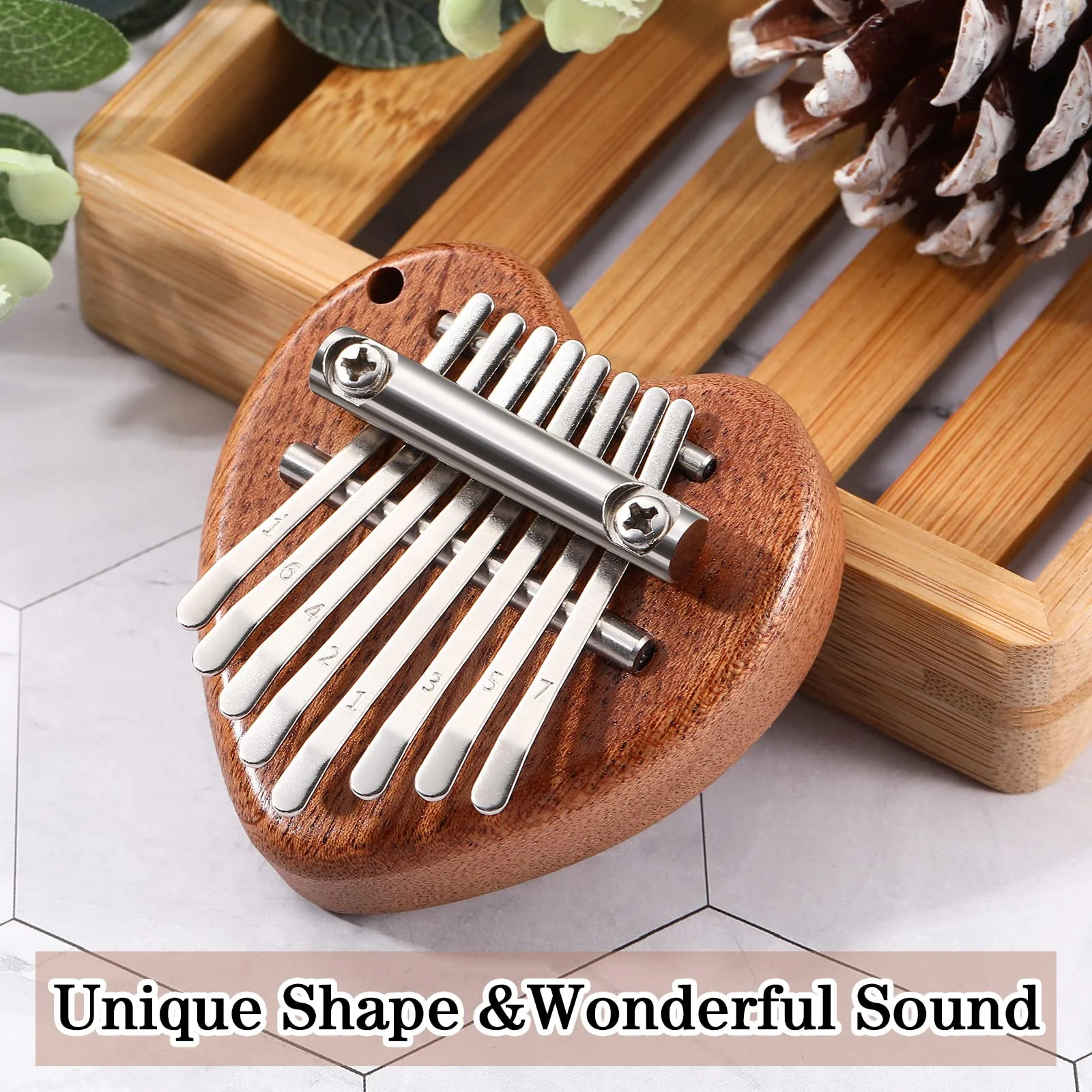 3 Pack Finger Piano Gift Mini Thumb Piano with 8 Key Finger Thumb Piano Portable Mini Pocket Kalimba Cute Heart Oval Bear Kalimba Small Hand Piano for Kid Adult Christmas Musical Ready (2.7 Inch) 2.7 Inch - Image 5