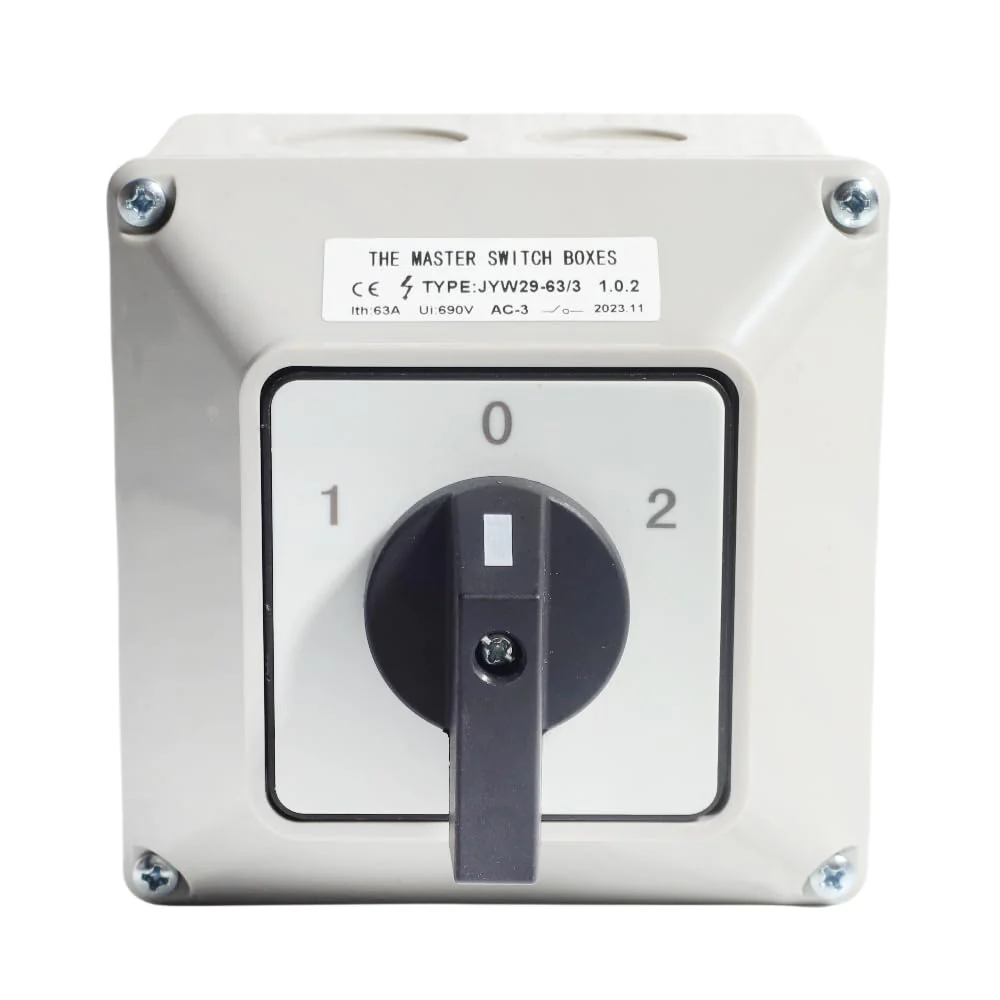 3 Phase Rotary Changeover Switch 690V 63A Universal Cam Conversion Switch 3 Position 12Terminal Main Switch Box JYW29-63/3 D303