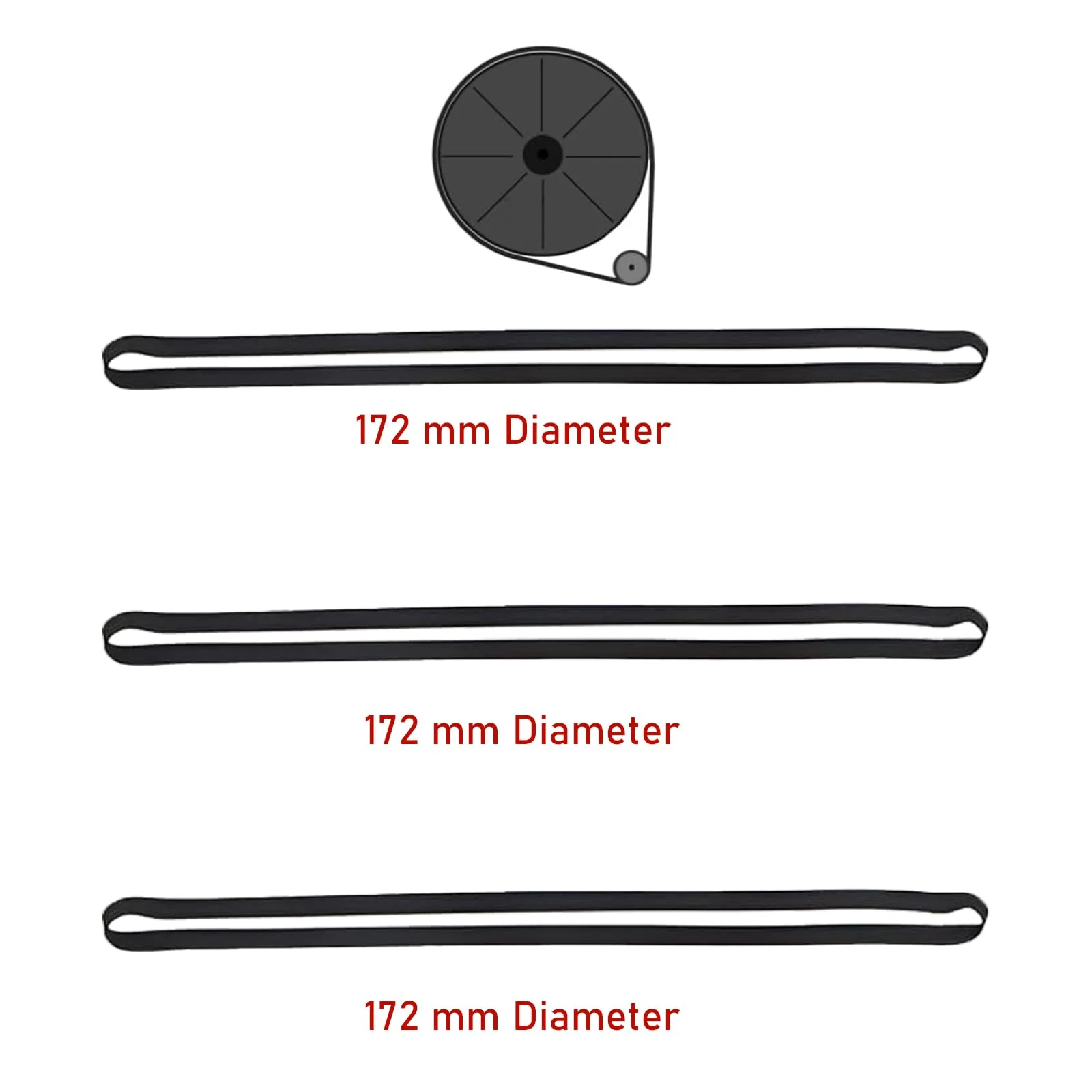 3 Pieces Turntable Belt Different Specifications Machine Recorder Rubber Belt for Repair Replacement Maintenance Most Kinds of Belt-Driven Turntables, 172MM - Image 6