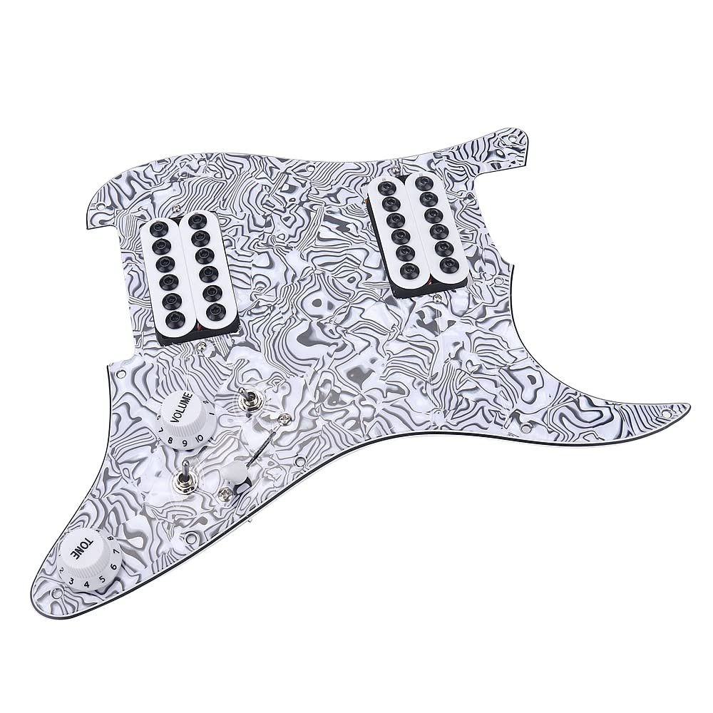 3-ply HH Loaded Prewired Guitar Pickup Pickguard for Strat ST Electric Guitar Black White Zebra Color - Image 2