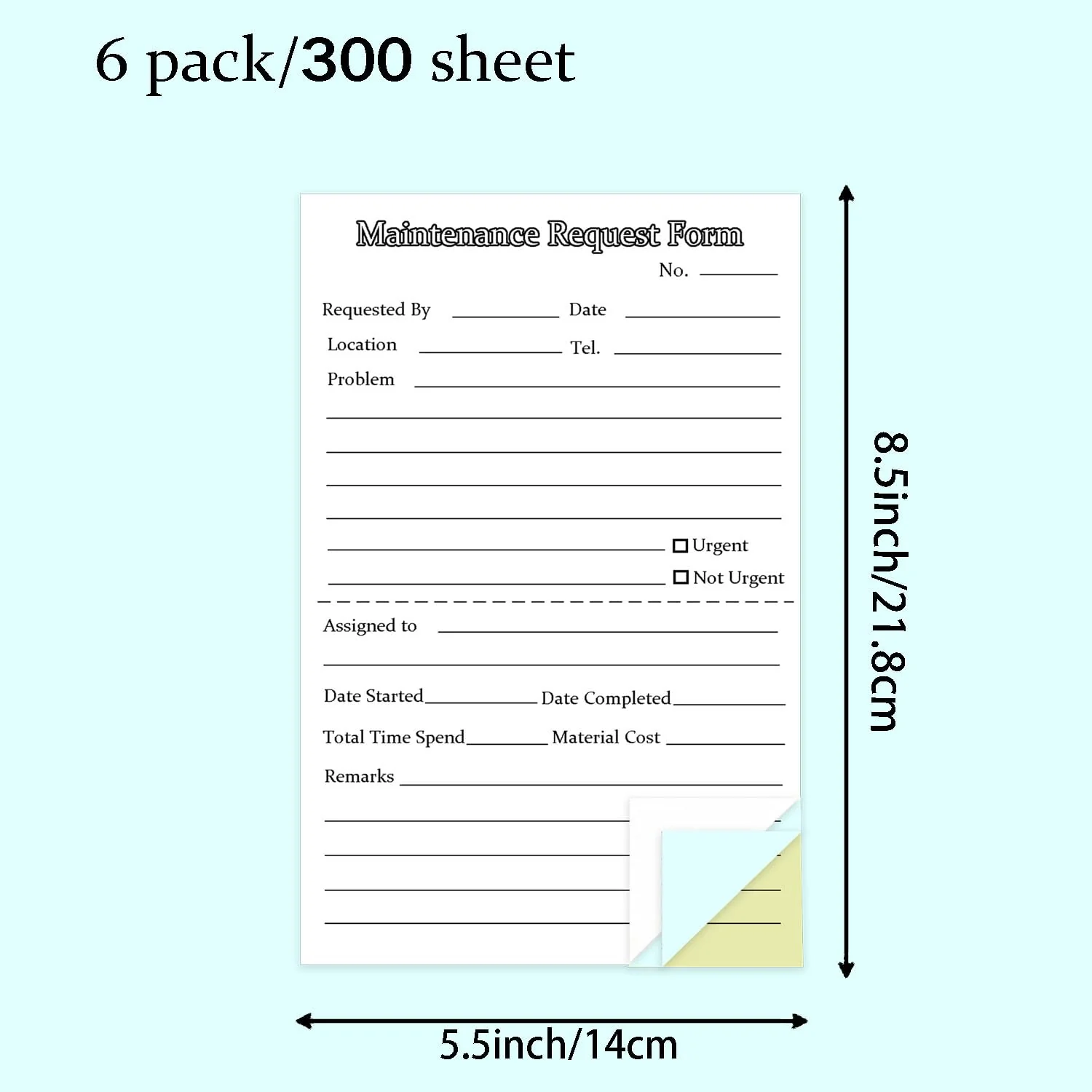 300 Sets Maintenance Request Forms, 3 Part Carbonless, 6 Pack 5.5 x 8.5 Inch Maintenance Request Slips, Repair Request Forms (50 Sets Each Pad), WHITE - Image 2