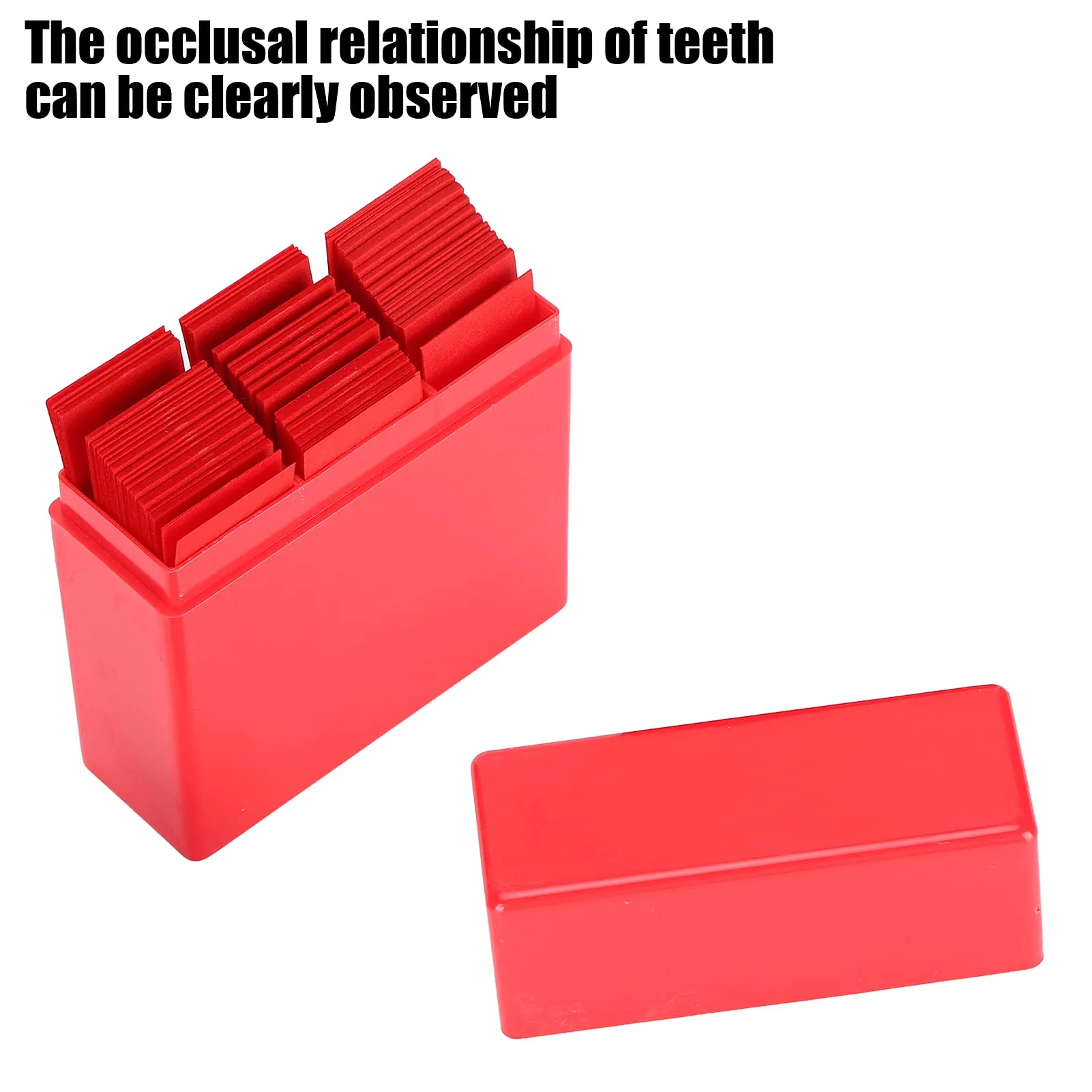 300 Sheets Dental Articulation Paper with Plastic Dispenser, Double-Sided Oral Care Instruments for Occlusal and Interproximal Adjustments (Red) Red - Image 2