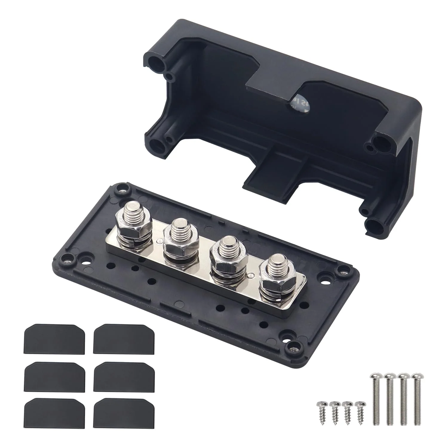 300A Busbar 12 V - 48 V DC Distribution Rail Brass Off-Road Vehicle Mass Distributor Boat Wire Box Camper Busbar Box M10 3/8 Nuts Busbar Black 300A M10(3/8") - Image 2