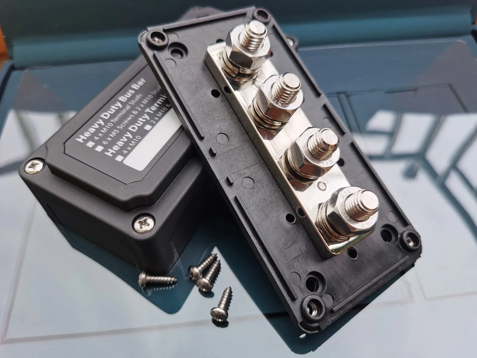 300A Busbar 12 V - 48 V DC Distribution Rail Brass Off-Road Vehicle Mass Distributor Boat Wire Box Camper Busbar Box M10 3/8 Nuts Busbar Black 300A M10(3/8") - Image 6