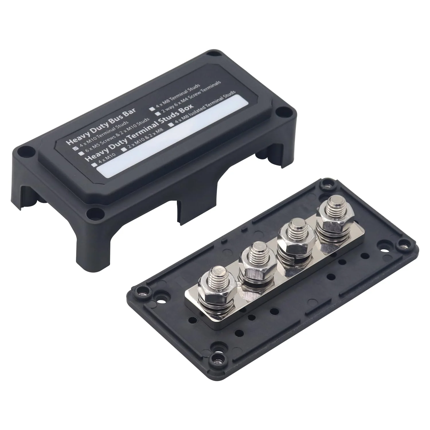 300A Busbar 12 V - 48 V DC Distribution Rail Brass Off-Road Vehicle Mass Distributor Boat Wire Box Camper Busbar Box M10 3/8 Nuts Busbar Black 300A M10(3/8") - Image 8