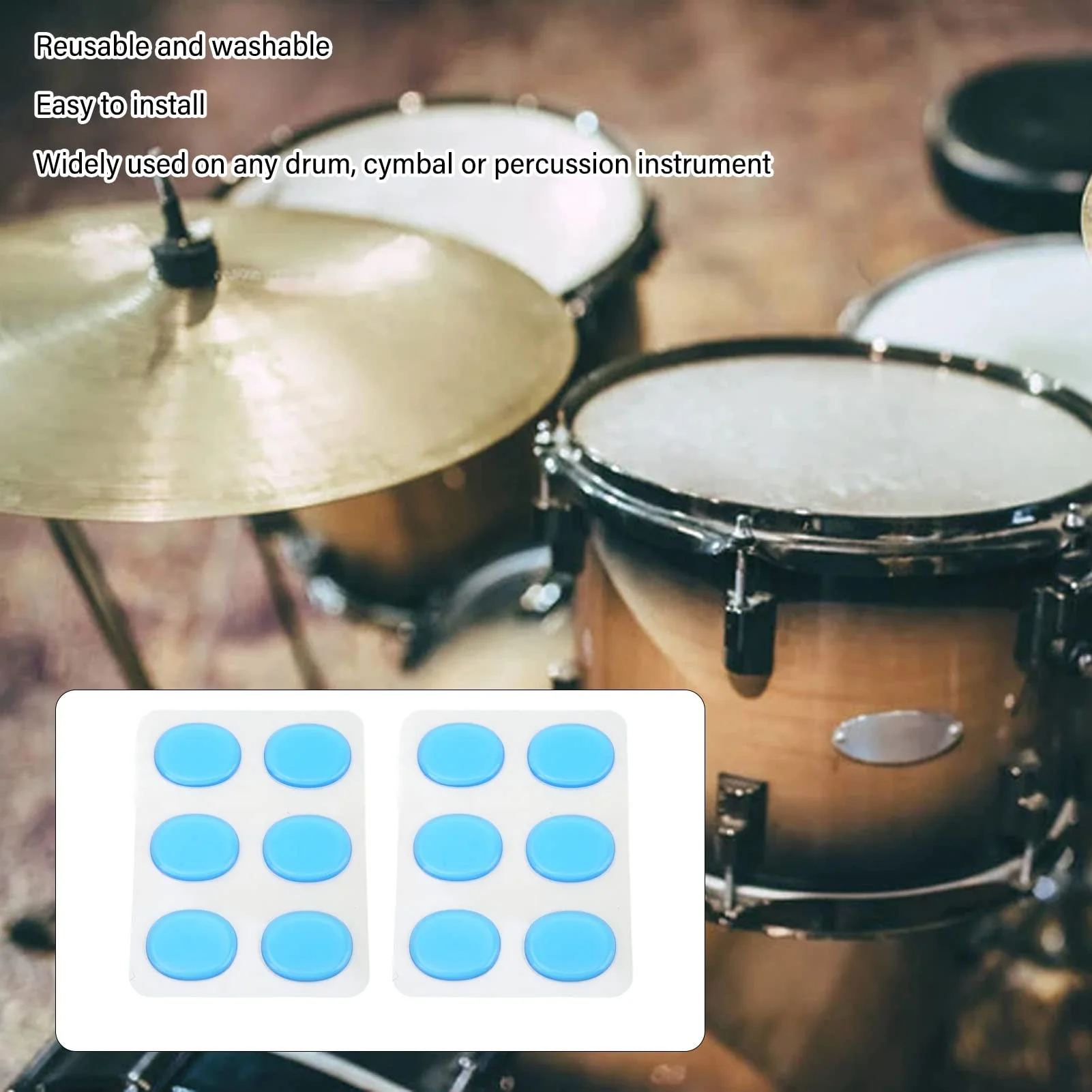 30Pcs Drum Dampeners Gel Pads Silicone Drum Silencers Sound Dampening Muffler Pads, Drum Dampeners Gels Silicone Gel Pads Soft Drum Dampeners for Drums Cymbals Tone Control,Black,Blue(Blue) - Image 2