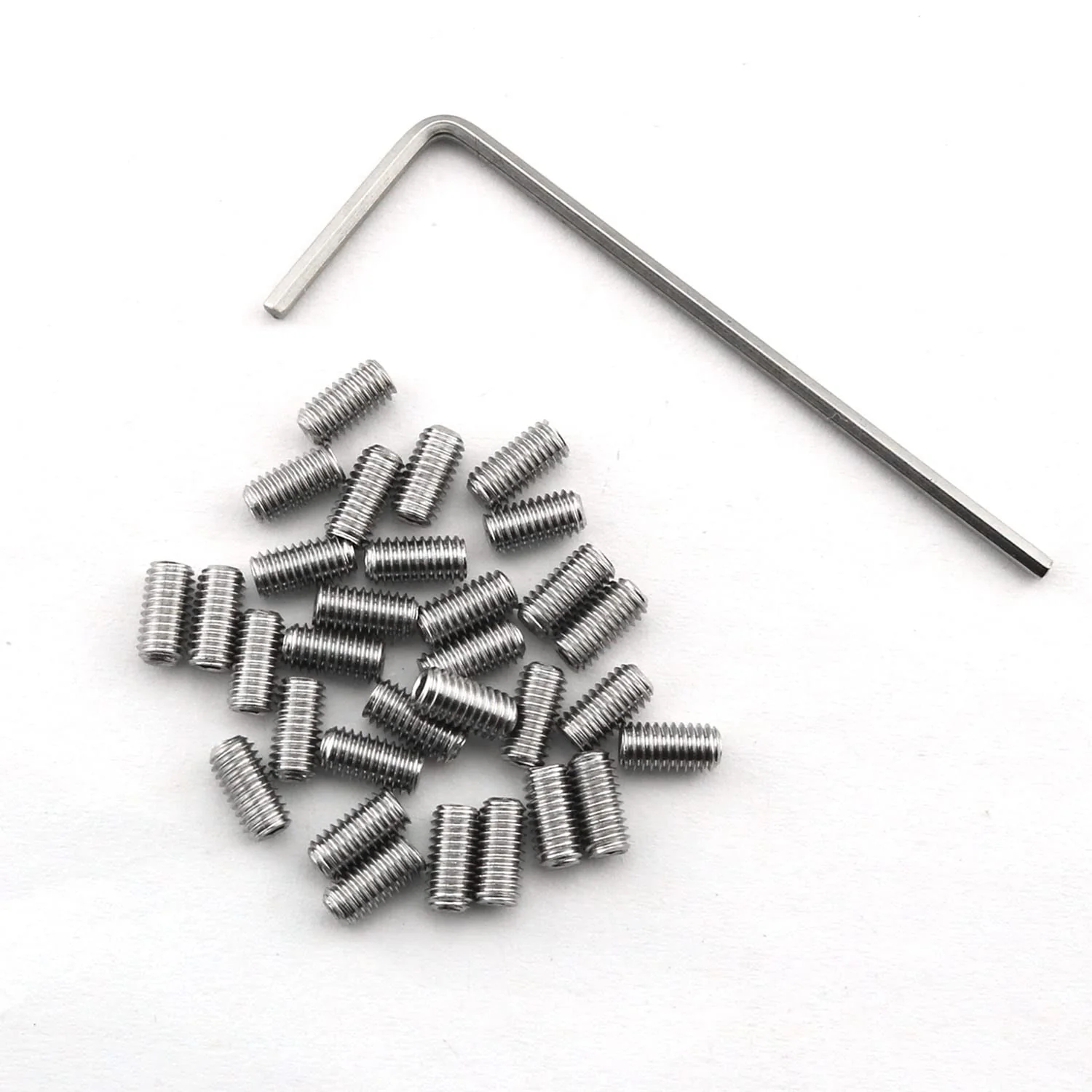 30pcs Stainless Steel Guitar Bridge Saddle Height Adjustment Screws for Fender Stratocaster/Telecaster with Wrench, M3x6