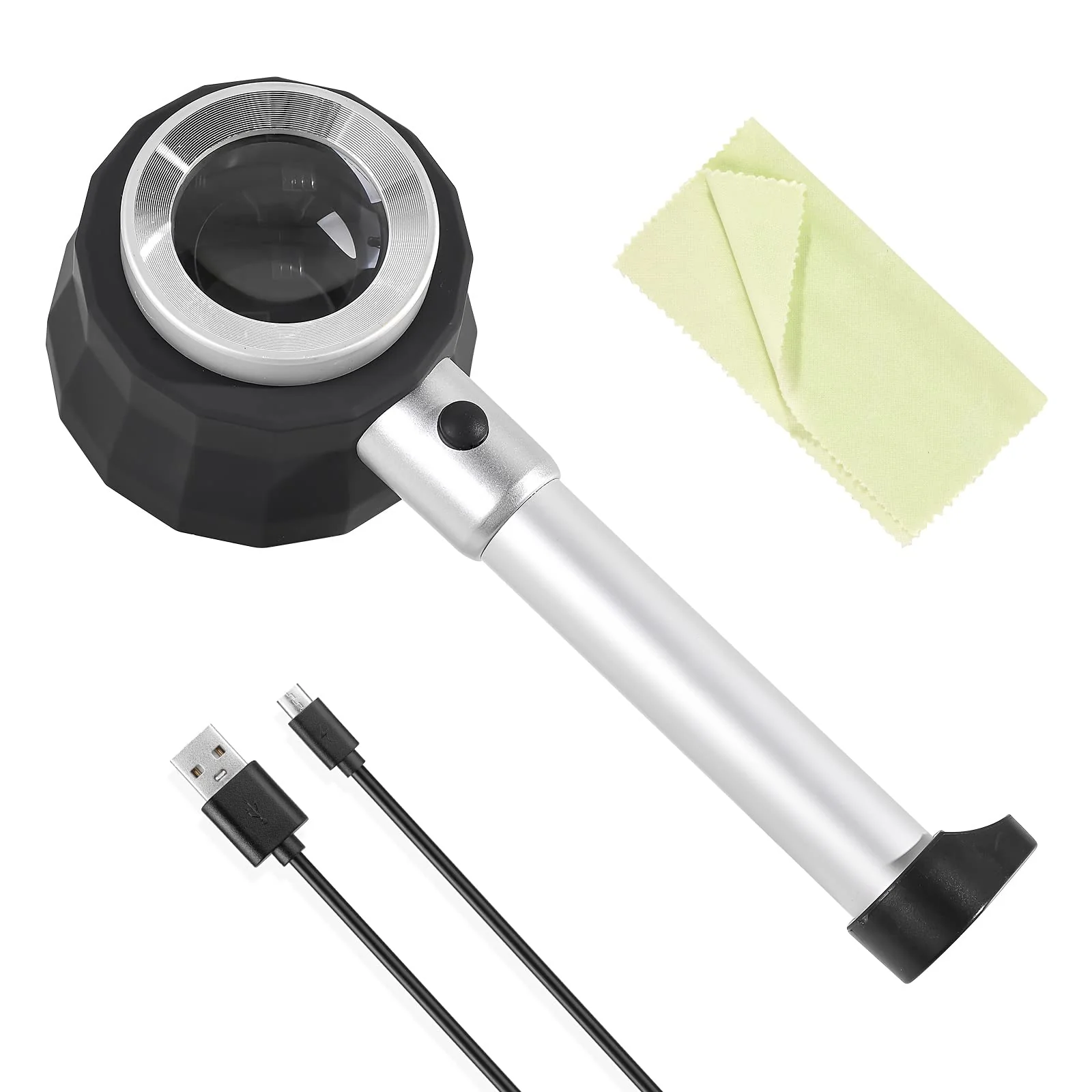30X Handheld Magnifier with 6 Light, Jeweler Loupes Lighted Magnifying Glass-USB Rechargeable for Seniors Reading Coins Crafts Jewelry Hobbies 30X-1.41in