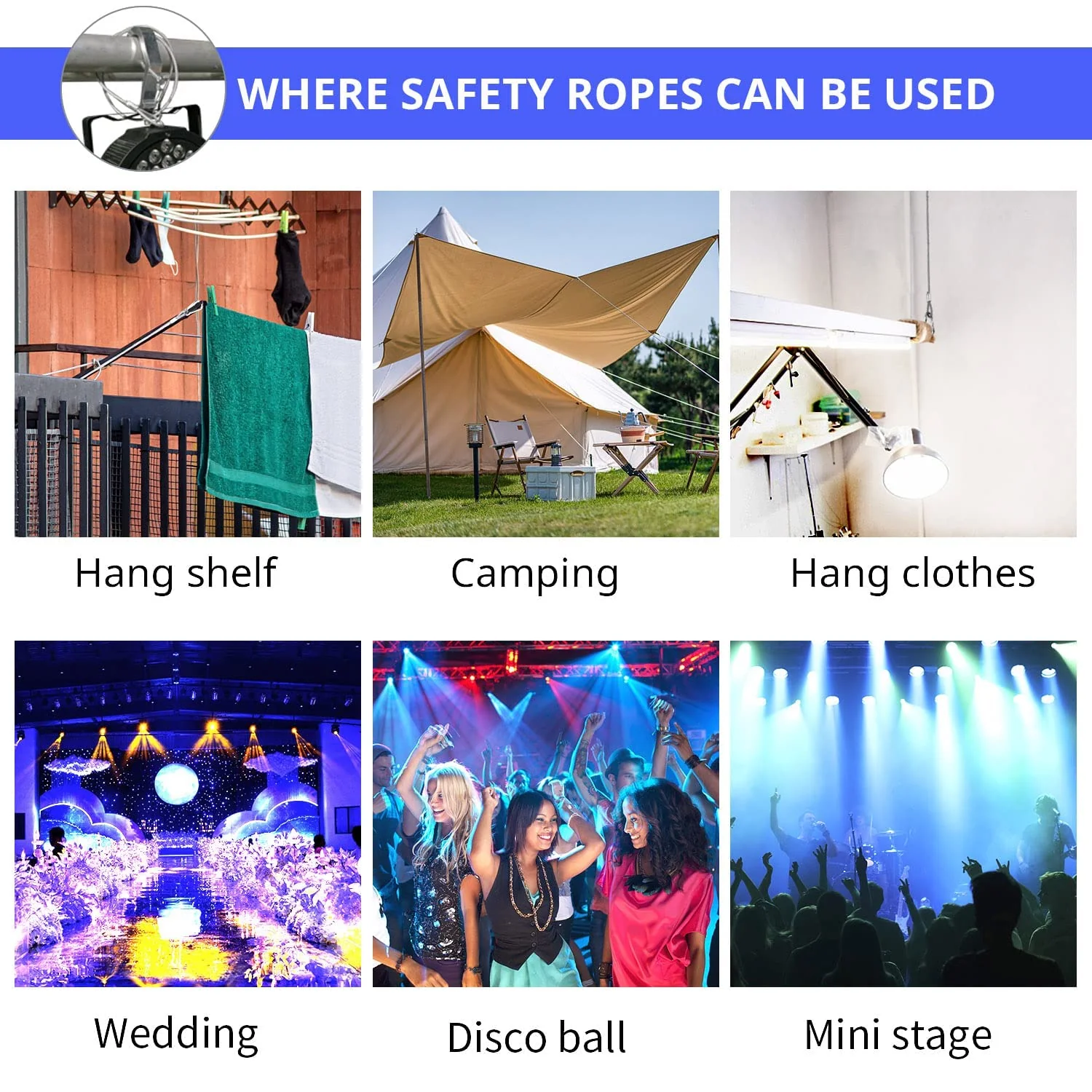 32'' Safety Cables 10 Pack, Czgor Stainless Steel Safety Cables with Carabiner Lock lighting Fall Prevention Security Cable Safety Rope for DJ Stage Lighting Bicycle Luggage Lock 110lb Load Capacity safety cables 10 pack 110 lb - Image 7