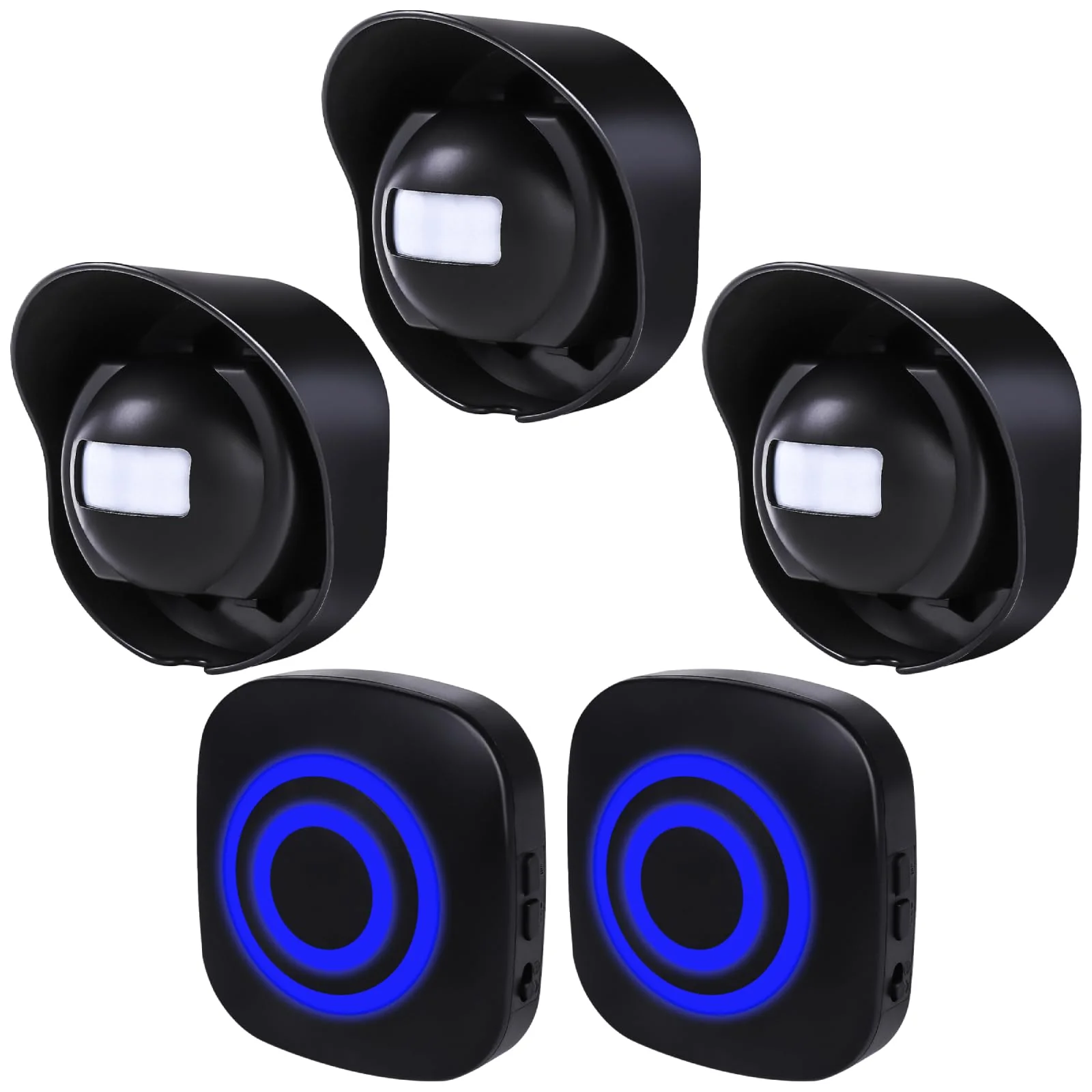 328ft Range Wireless Driveway Alarm Outside Weather Resistant Motion Sensor Alarm Security Alert-Protect Outdoor/Indoor Property-2 Receiver and 3 PIR Motion Detector-38 Chimes Black 2 alarms + 3 waterproof sensors