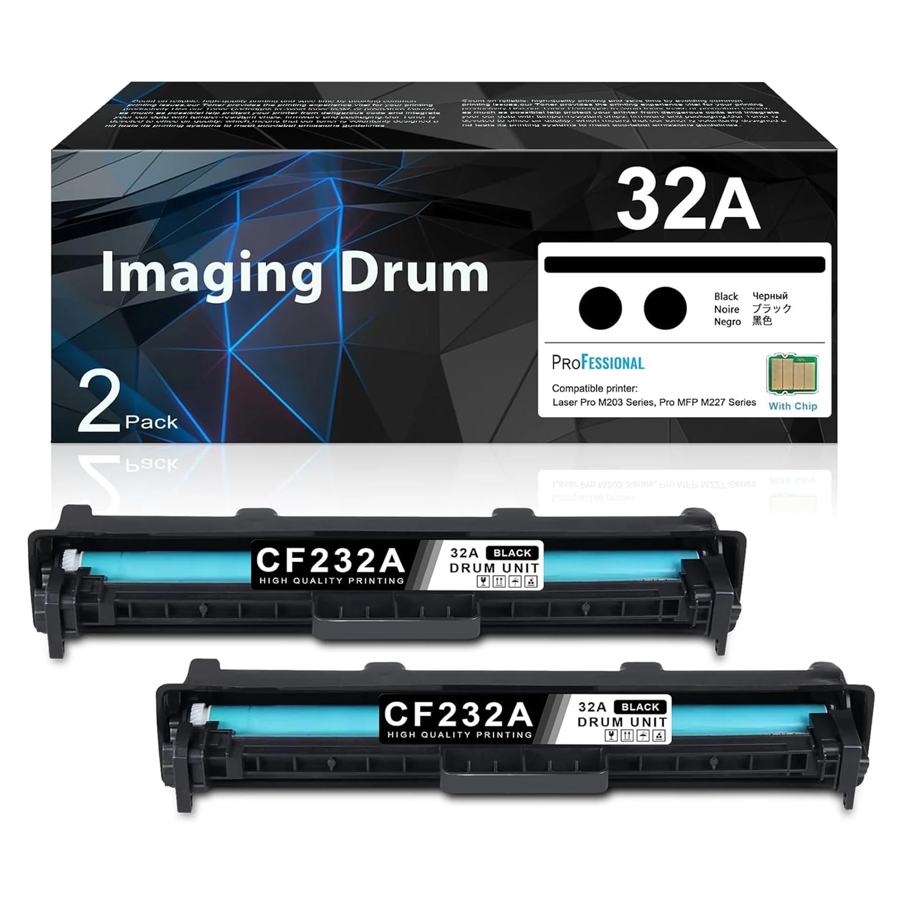32A Imaging Drum Black Extra High-Yield 2-Pack | 32A CF232A Imaging Drum Replacement for HP 32A Drum Unit CF232A Compatible with Laser Pro M203dn M203dw MFP M227fdn M227sdn M227fdw Printer | CF232A