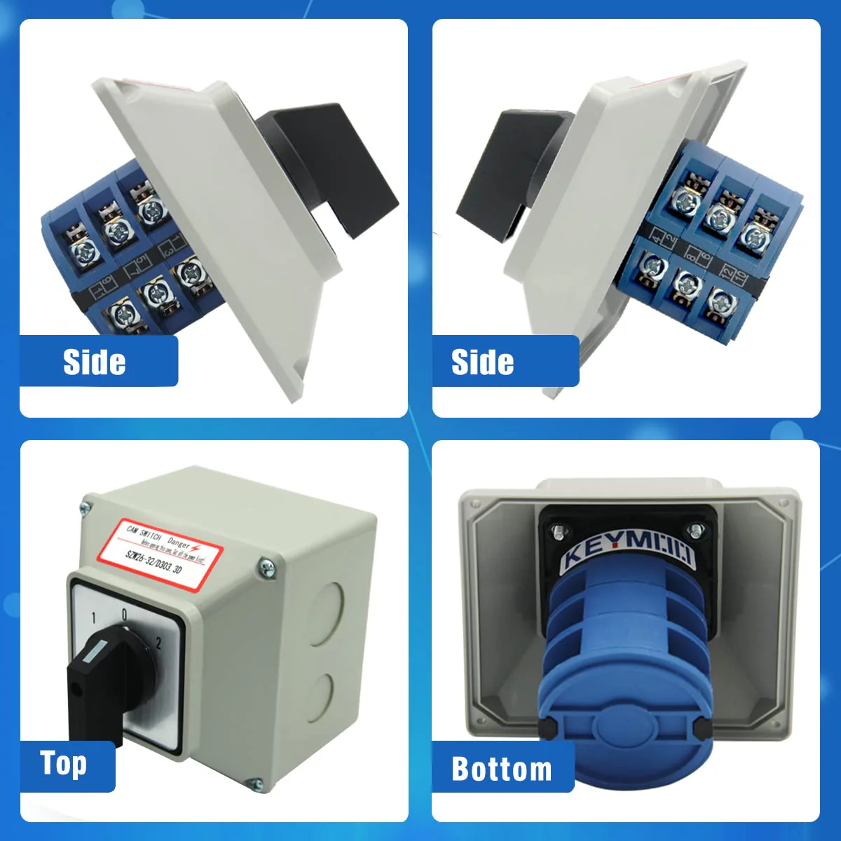 32A Rotary Changeover Switch With Exterior Box, 3 Position 3 Phase 12 Terminals, 2-Way 3NO 3NC Universal Selector, Cam Switch Box IP65, CE (30 Amp.) - Image 7