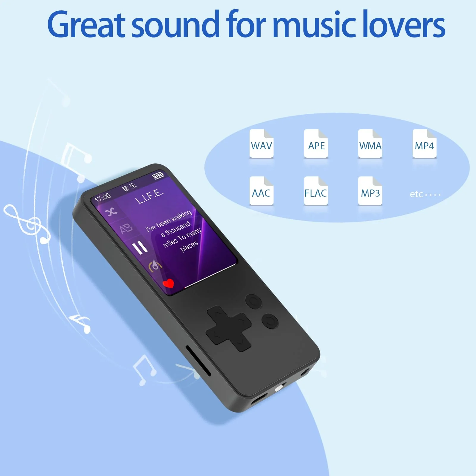 32GB MP3 Player with Bluetooth 5.2, 1.8 inch Screen Portable Music Player for Kids, with Built-in HD Speaker, FM Radio, HiFi Sound, Voice Recorder, Supports Expanded Up to 256GB(Gary) Gary 32GB - Image 7