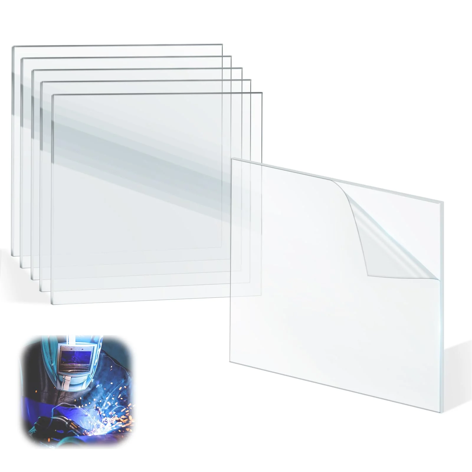 3350 Series Inside Clear Cover Lens Fits for Lincoln Viking Electric Welding Helmet Hood, 3.73" x 3.5" Arc Welder Protective Lenses Electric Welder Parts, Replaces KP3044-1 (6 PCS)