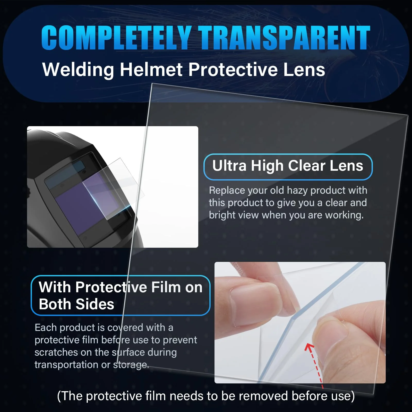 3350 Series Inside Clear Cover Lens Fits for Lincoln Viking Electric Welding Helmet Hood, 3.73" x 3.5" Arc Welder Protective Lenses Electric Welder Parts, Replaces KP3044-1 (6 PCS) - Image 4