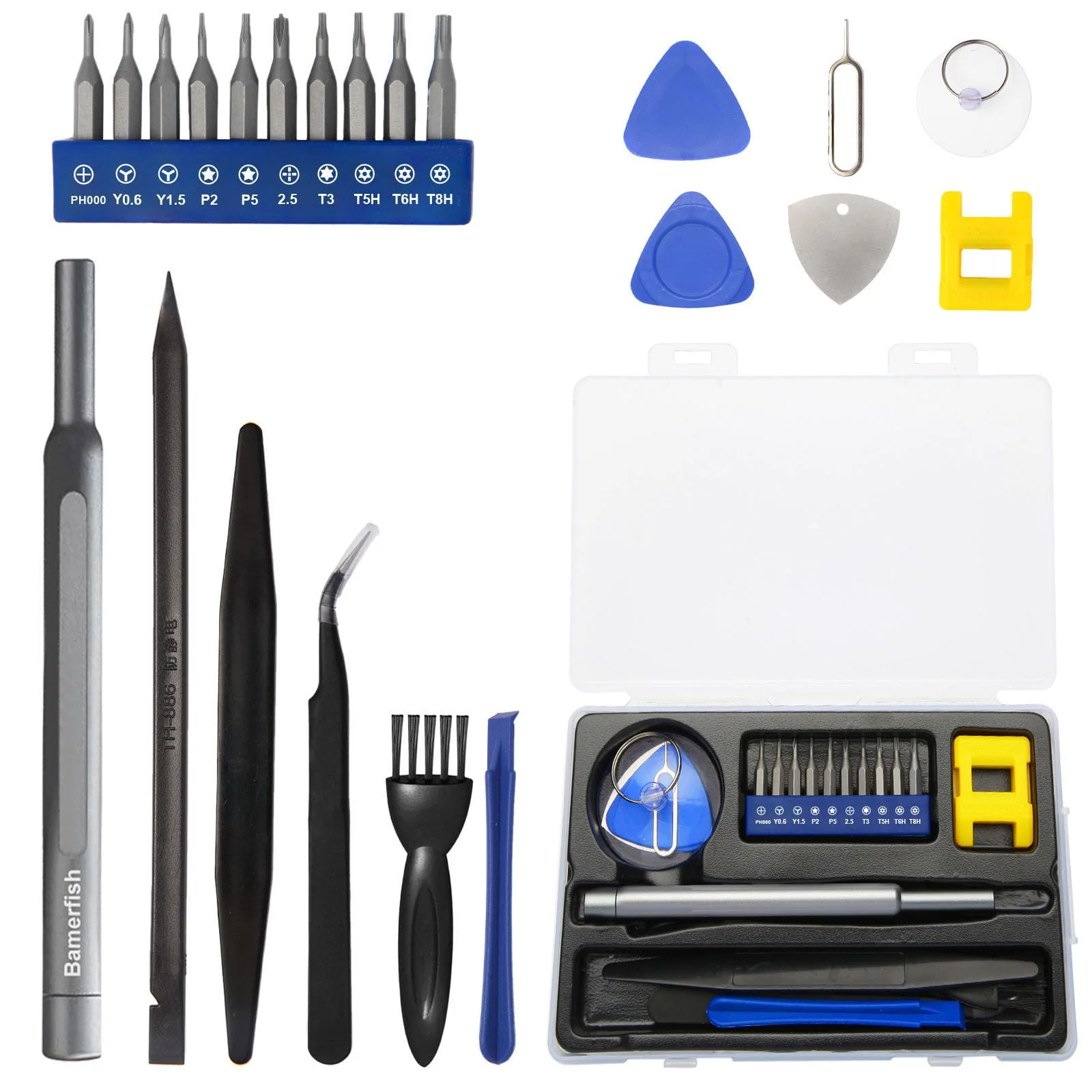 34Pcs Precision Screwdriver Set Repair Tool Cleaning kit for iPhone 5 6 6S 7 8 X XS XR SE 11 12 13 mini 14 15 Plus Pro Max,ipad,MacBook,Laptop,Switch,Camera,Game Console,Watch, Mobile cell phones,etc