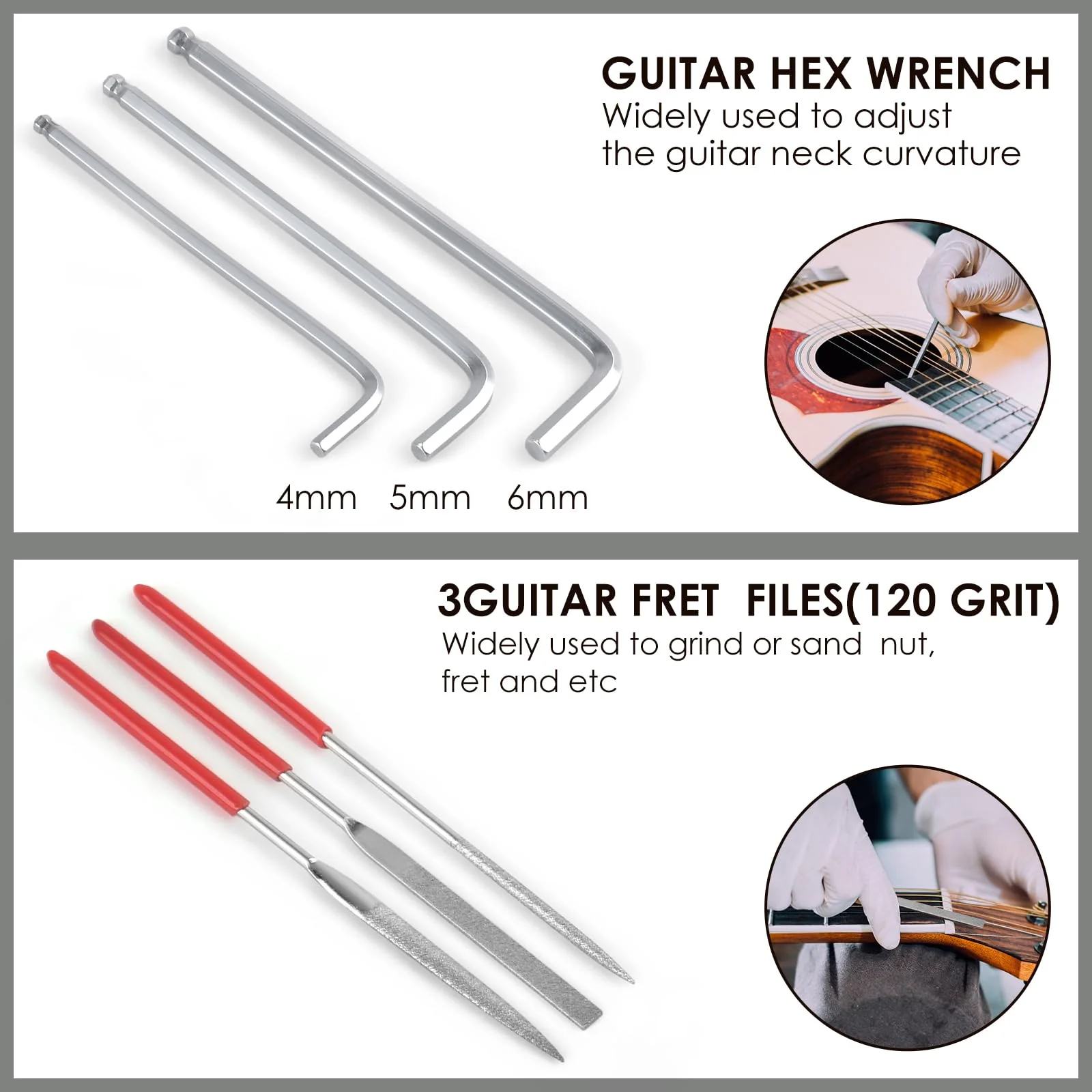 37Pcs Guitar Tools, Guitar Repaire Kit Care Tools with Carry Bag for Acoustic Electric Guitar Ukulele Bass Banjo, Gift for Music or String Instrument Enthusiast - Image 6