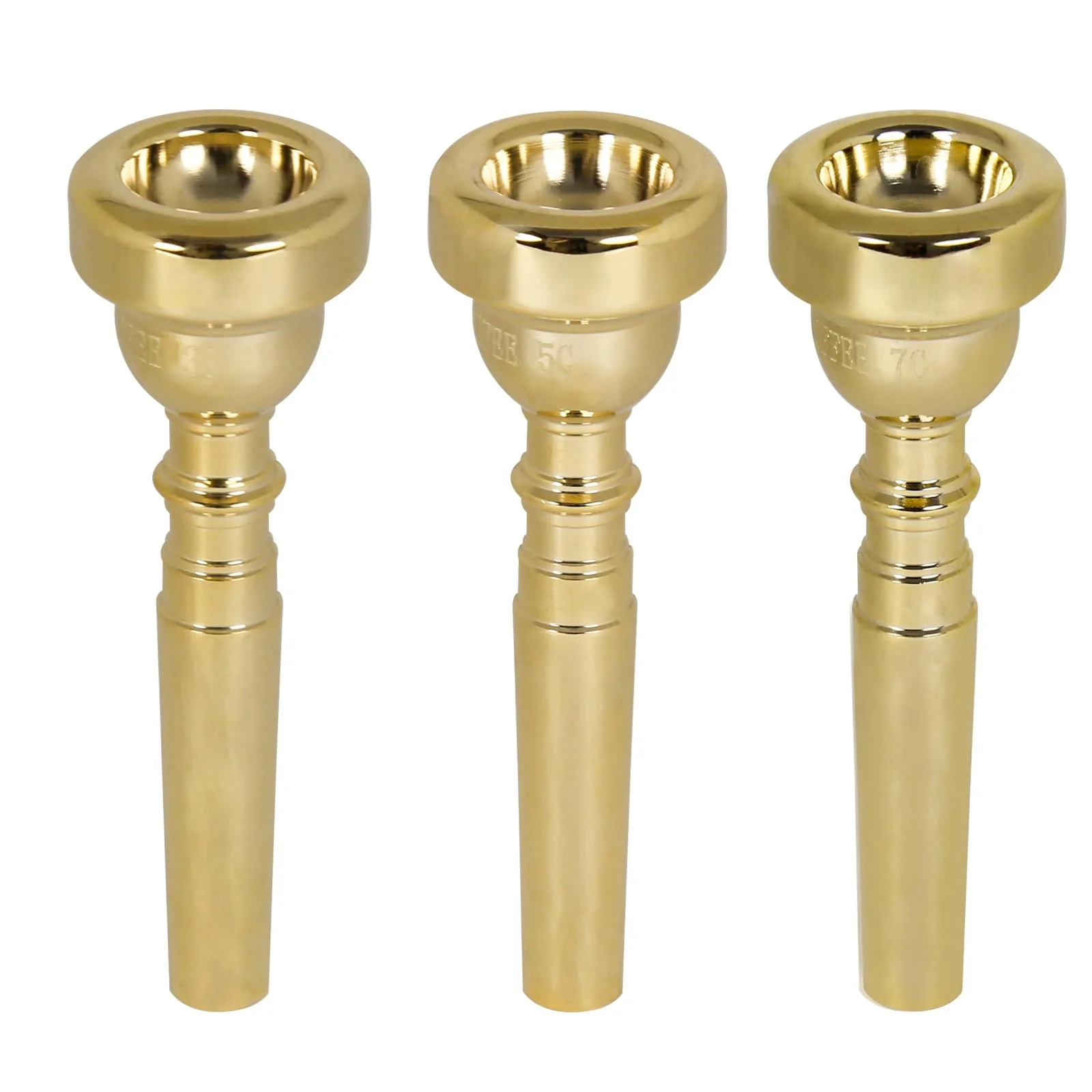 3C 5C 7C Trumpet Mouthpiece Instrument Mouthpieces, Gold-plated Trumpet Mouthpiece Replacement - For Beginners & Professionals, Trumpet Instrument Accessories 3C 5C 7C Gold