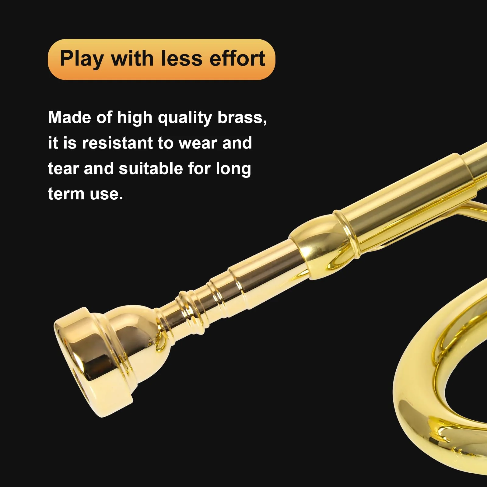 3C 5C 7C Trumpet Mouthpiece Instrument Mouthpieces, Gold-plated Trumpet Mouthpiece Replacement - For Beginners & Professionals, Trumpet Instrument Accessories 3C 5C 7C Gold - Image 6