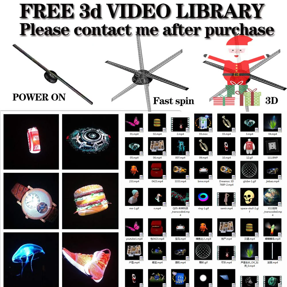 3DHologramFan, 42CM 3DHologramfan Projector HD LED Holographic Christmas Tree Advertising Display with Remote and Bluetooth and WiFi,1500 Video Library and for Business,Bar,Halloween Missyou 16.5 Inch - Image 8
