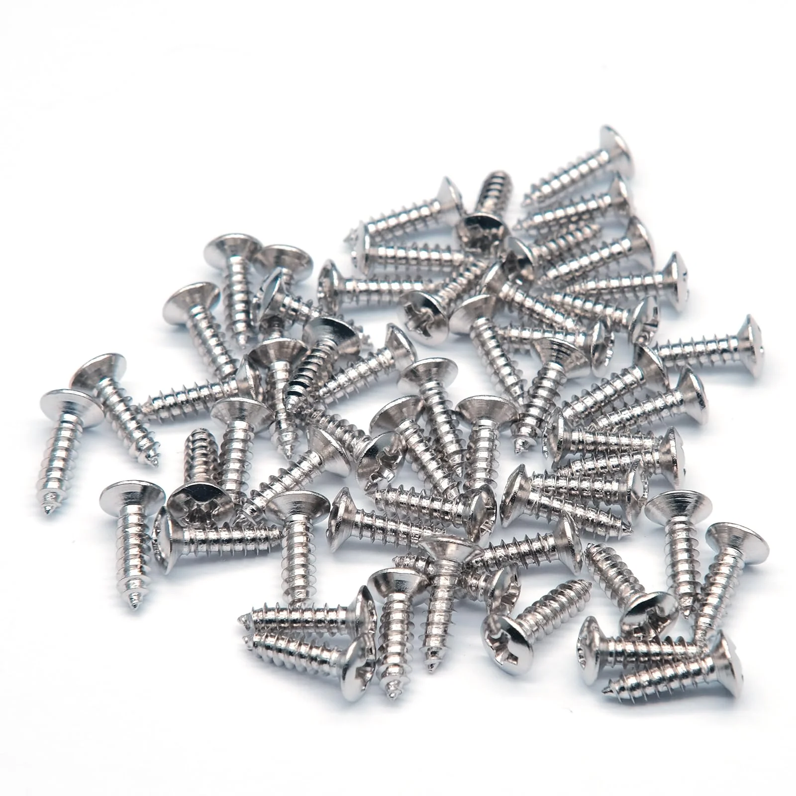 3MM Electric Guitar Bass Pickguard Screws Pick Guards Scratch Plate Mounting Screws for Fender Strat ST Tele TL Stratocaster Telecaster Gibson LP Les Paul SG Guitar Pack of 50 (Chrome) Chrome