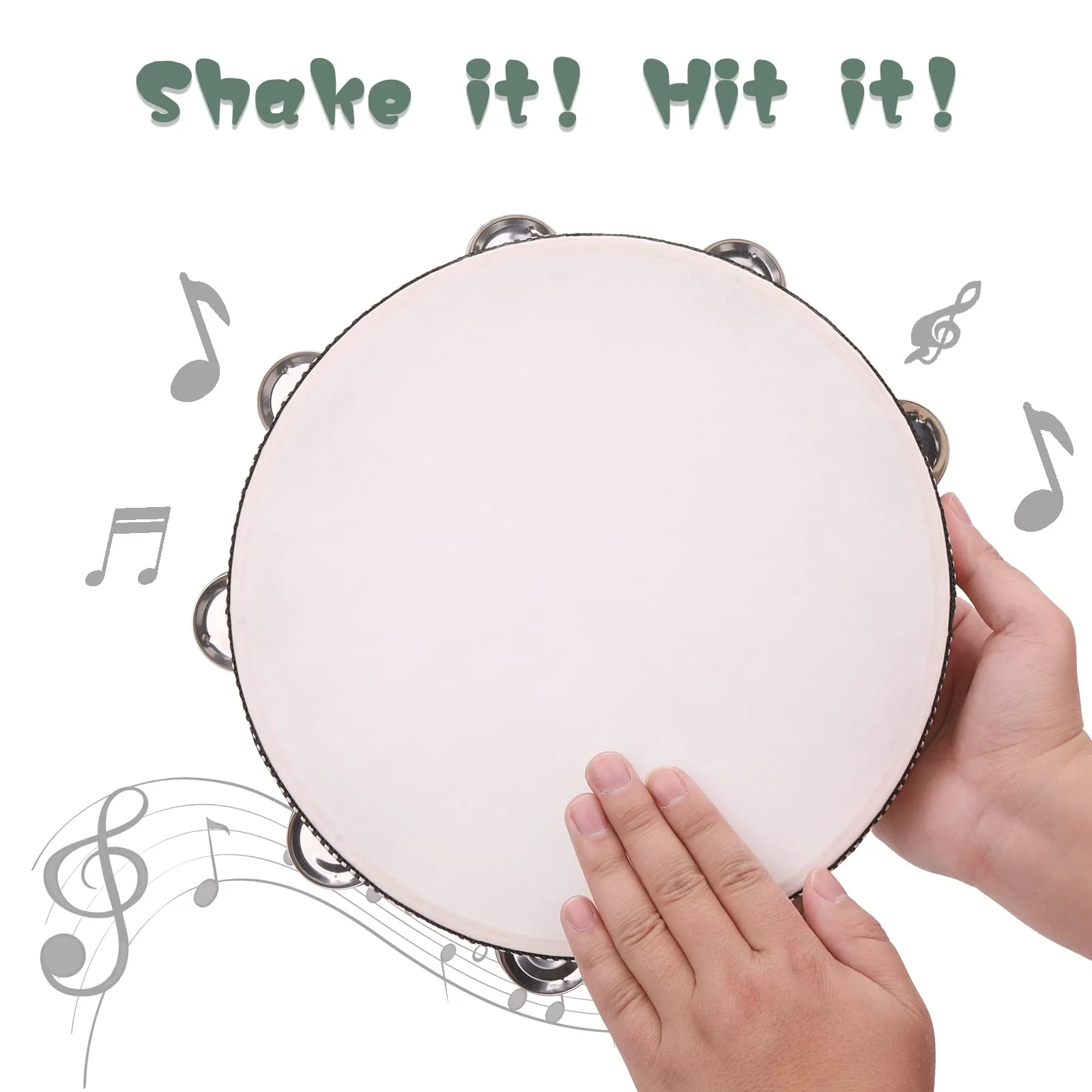 3Pack Double Row Tambourine for Adults 6 Inch 8 Inch 10 Inch Wooden Tambourines Hand Held Drum Bell Tambourine with Metal Jingles, Percussion Musical Instruments Hand Tambourine for Church, Party 6IN-8IN-10IN - Image 5