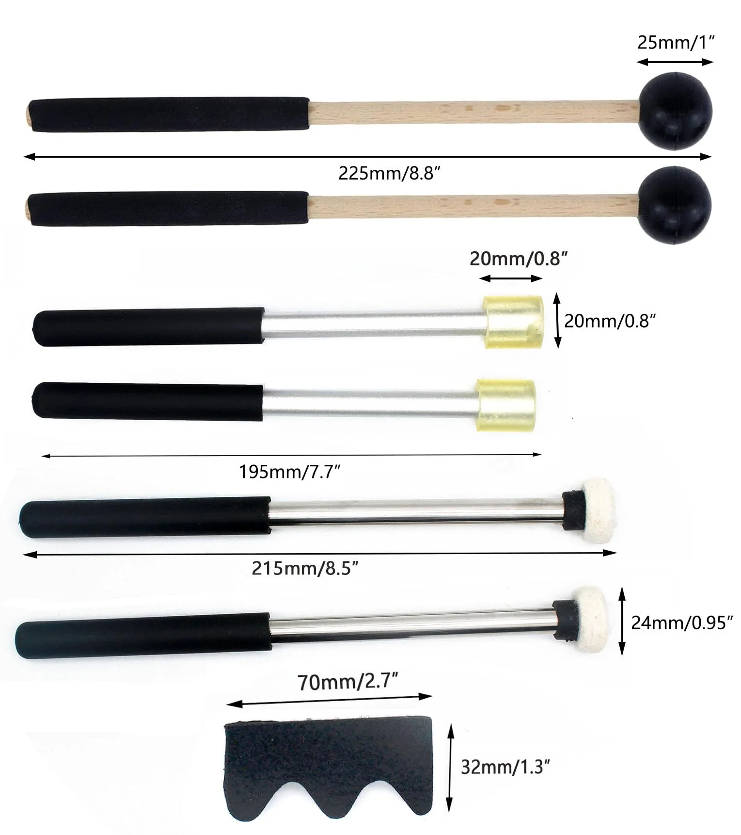 3Pair Steel Tongue Drum Mallet Hand Pan Sticks Percussion Instrument Accessories with Bracket, Velvet Storage Bag - Image 6