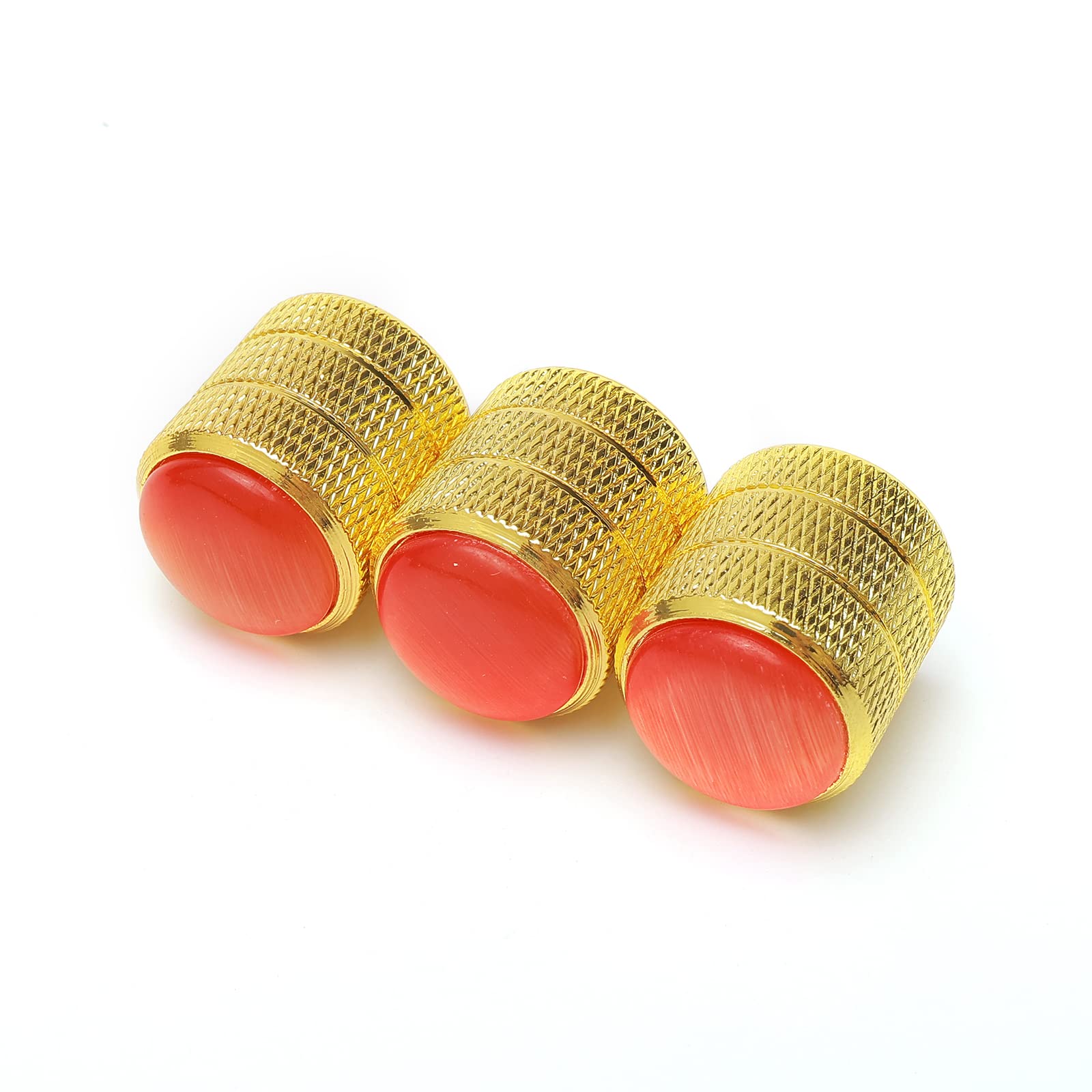 3PCS Gold Metal Guitar Speed Control Knobs Volume Tone Control Knobs with Red Dome for 6mm Shaft Pots - Image 3