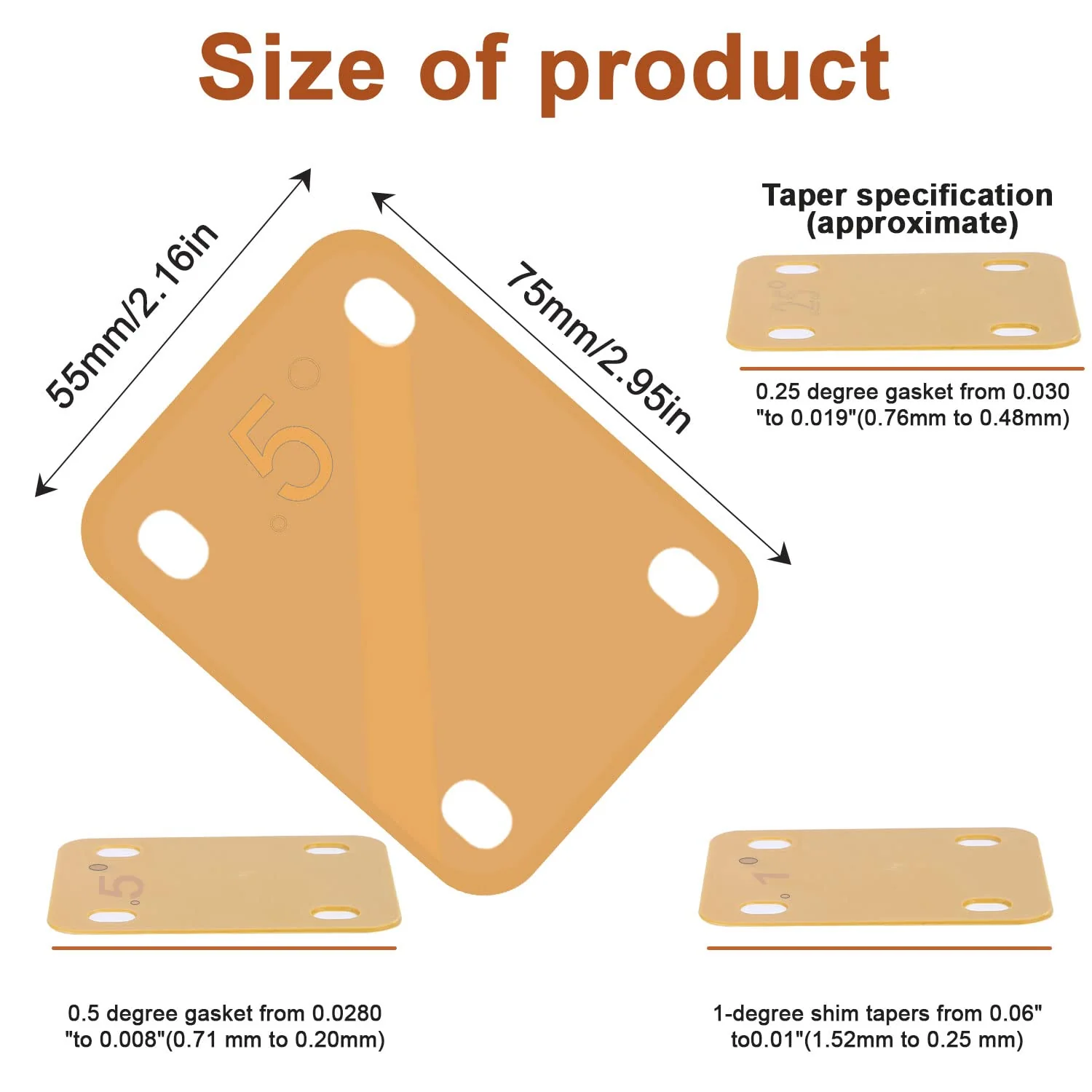 3pcs Guitar Neck Shims, Plastic Guitar Neck Plate for Guitar Neck Protection with 3 Taper 0.25°, 0.5° and 1° Guitar Neck Gasket for Bass Electric Guitar Neck Protection and Repair (Khaki) - Image 2