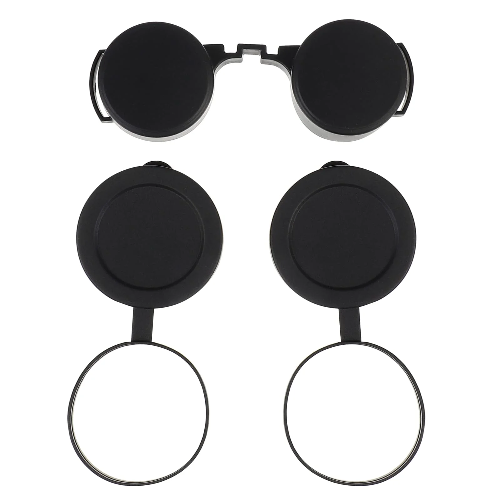 3Pcs Rubber Objective Lens Cover Eyepiece Flip- Open Scope Cover for Binoculars Telescope Accessories (Black)