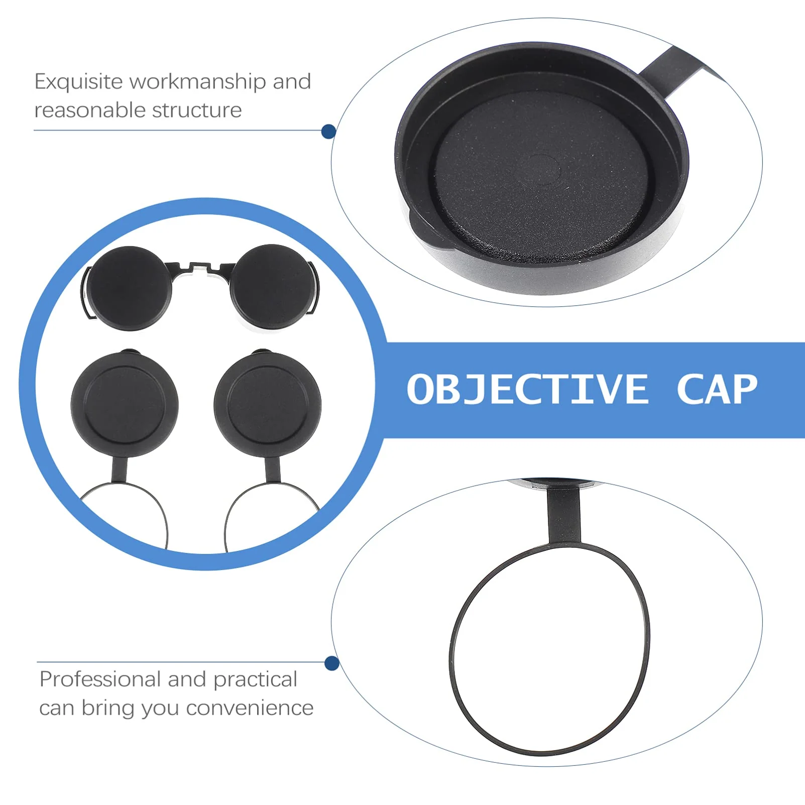 3Pcs Rubber Objective Lens Cover Eyepiece Flip- Open Scope Cover for Binoculars Telescope Accessories (Black) - Image 3