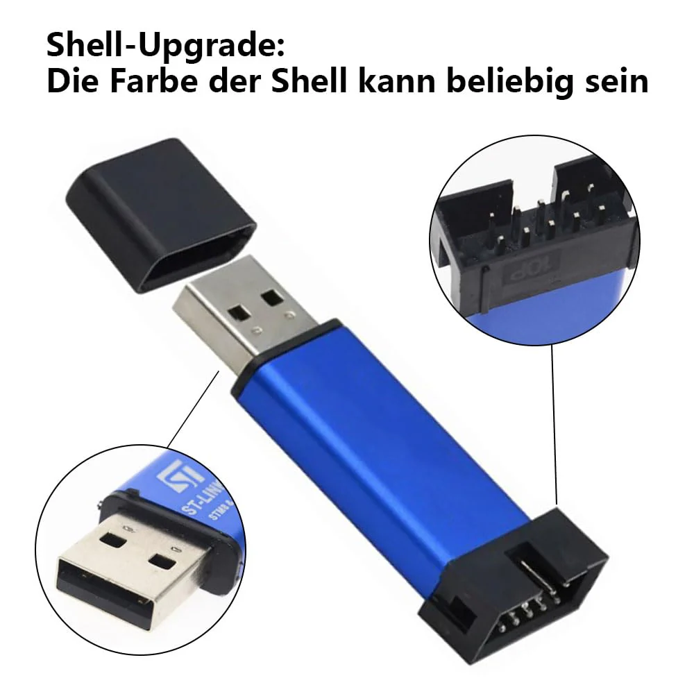 3pcs ST-Link V2 Programming Device Emulator Downloader (Random Color) with Wires for STM8 and STM32, Aluminum Housing Compatible with Arduino, Mini Debugger and Programming Emulator - Image 3