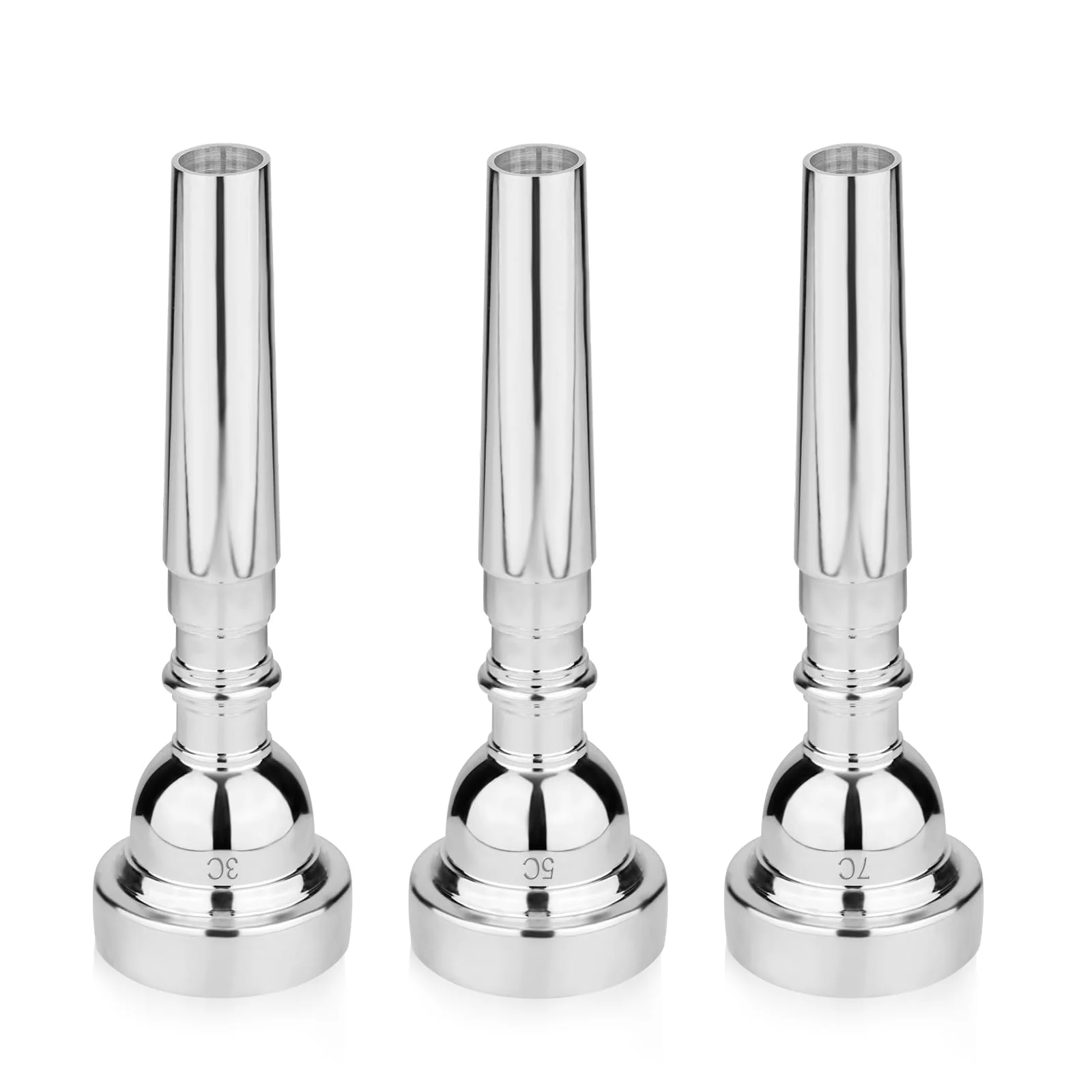 3pcs Trumpet Mouthpiece, 3C 5C 7C Trumpet Instrument Accessories Brass Trumpet Mouthpiece for Music Lovers Musicians Beginner Gifts