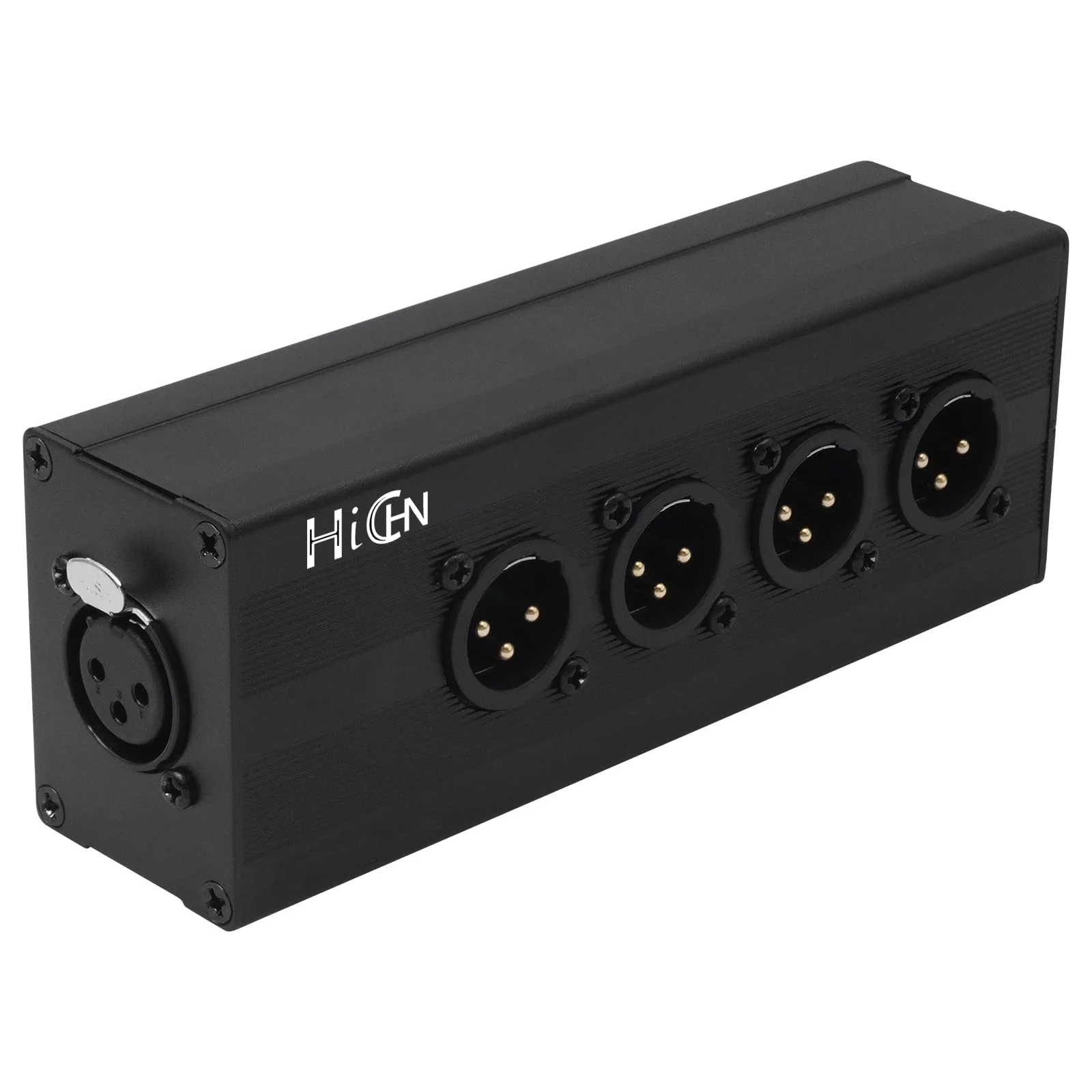 3Pin XLR 1 Female to 4 Male Splitter Converter, 4Way XLR Single Input to Four Output Parallel Connection Adapter, One Input to 4 Output Audio DMX Adapter