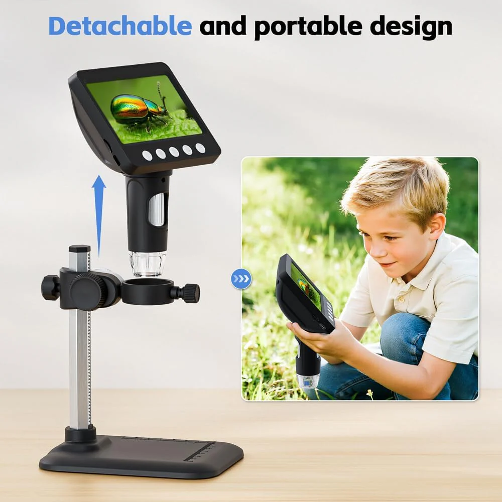 4.3" Digital Microscope for Adults, SKYEAR Coin Microscope 1000X Magnification with 8 Ajustable LED Fill Lights, USB Microscope for Windows/MacOS, Coin Collection Supplies-Black Black - Image 7