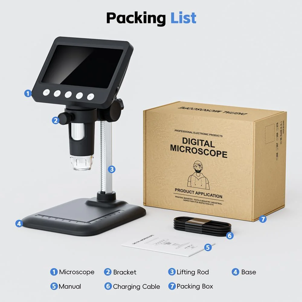 4.3" Digital Microscope for Adults, SKYEAR Coin Microscope 1000X Magnification with 8 Ajustable LED Fill Lights, USB Microscope for Windows/MacOS, Coin Collection Supplies-Black Black - Image 9