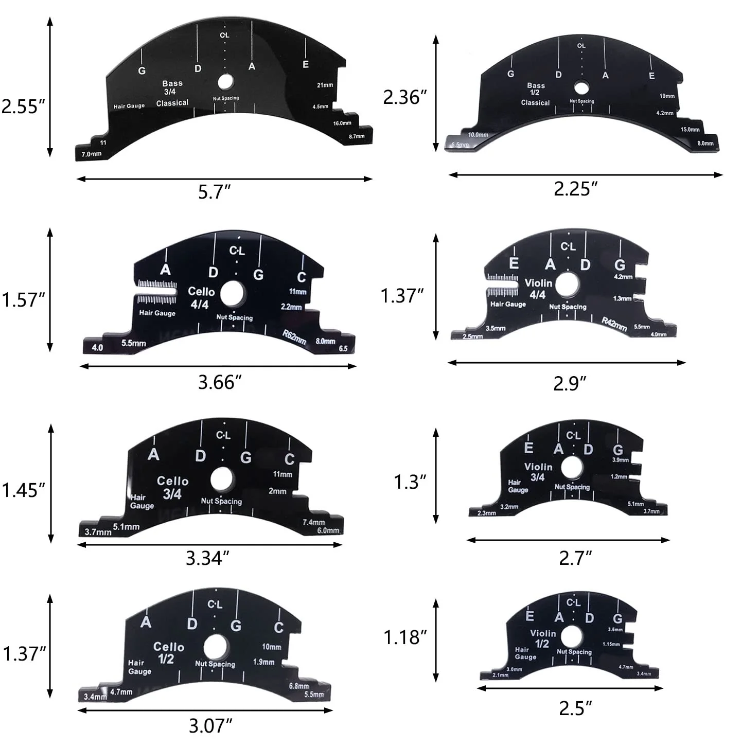 4/4 Bridge Fingerboard Template Repair Reference Tool Violincello Making Tools 4/4 Cello - Image 6