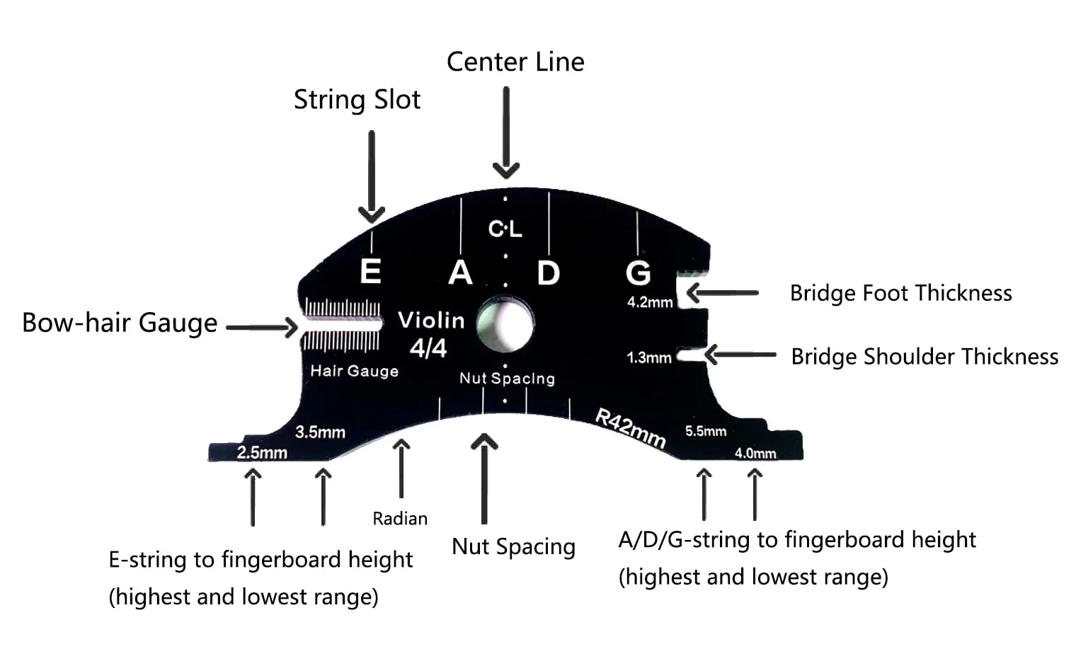 4/4 Bridge Fingerboard Template Repair Reference Tool Violincello Making Tools 4/4 Cello - Image 7