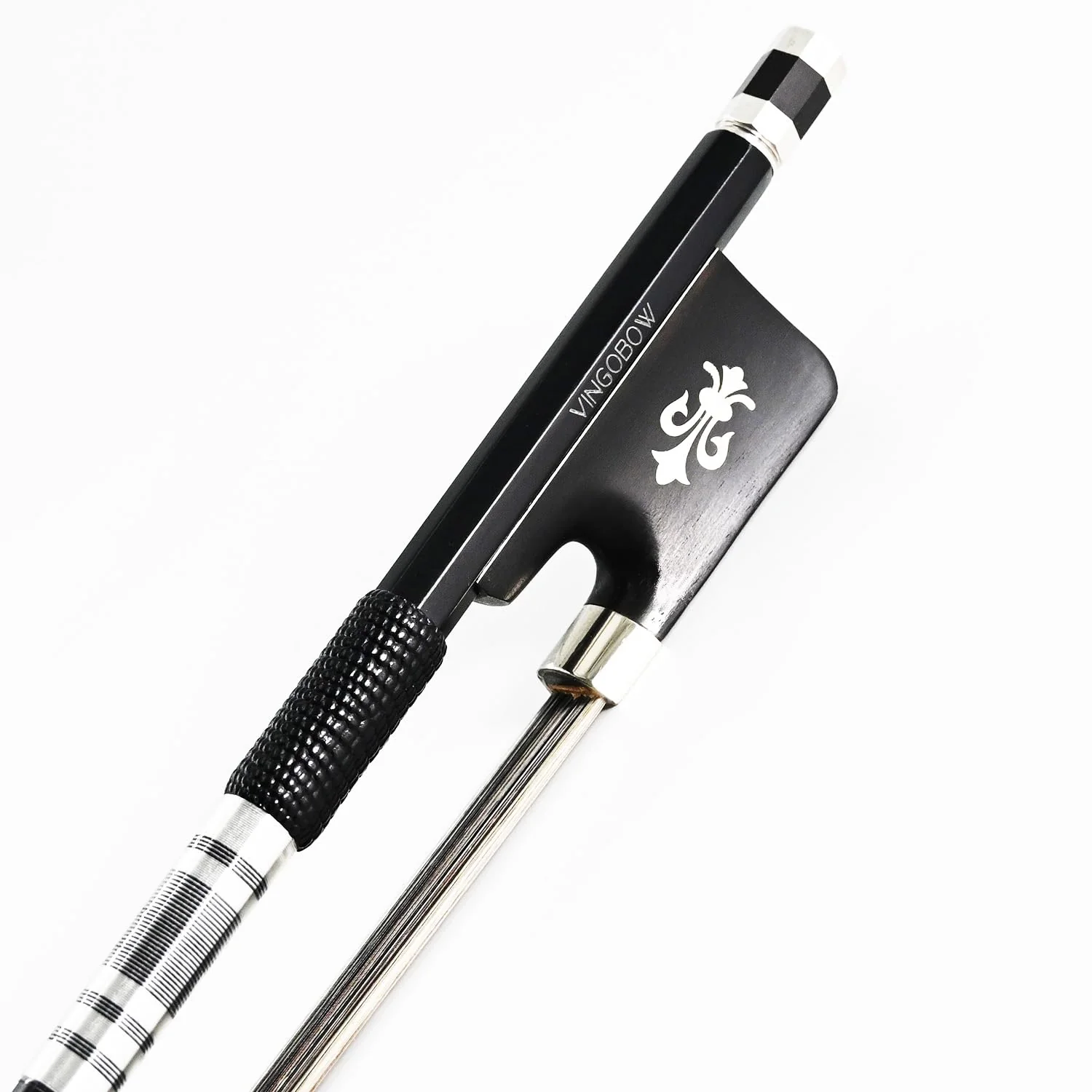4/4 Full Size Cello Bow Advanced Carbon fiber Bow with Black Hair and White Hair Mixed Unique Design