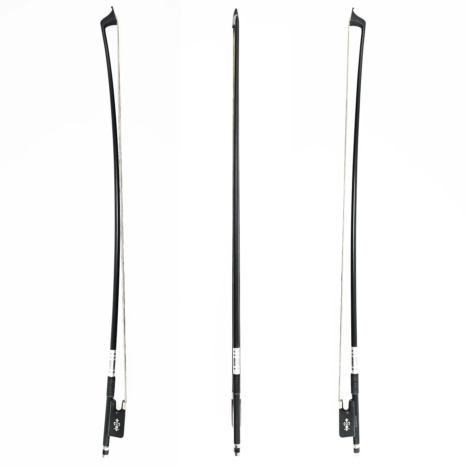 4/4 Full Size Cello Bow Advanced Carbon fiber Bow with Black Hair and White Hair Mixed Unique Design - Image 5