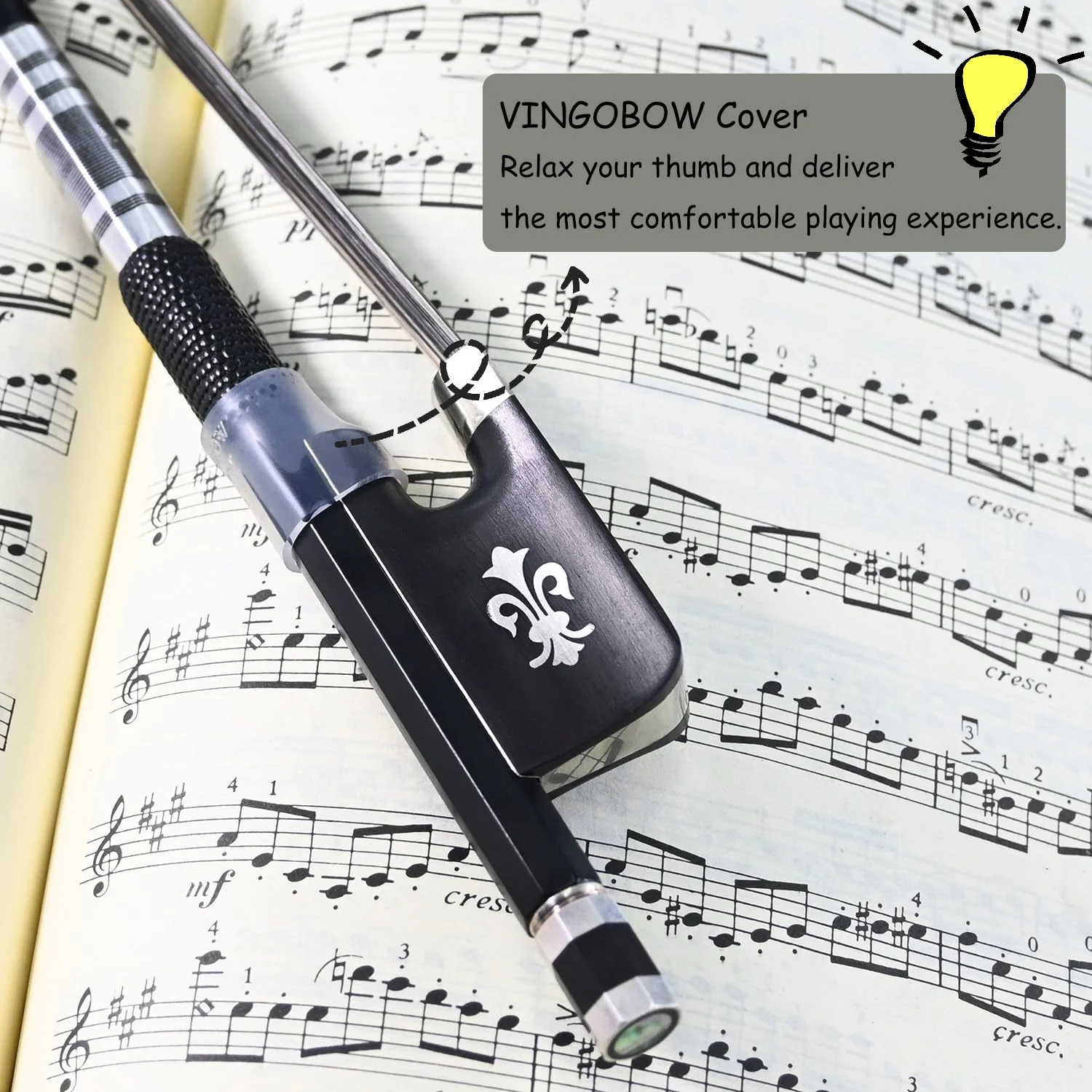 4/4 Full Size Cello Bow Advanced Carbon fiber Bow with Black Hair and White Hair Mixed Unique Design - Image 6