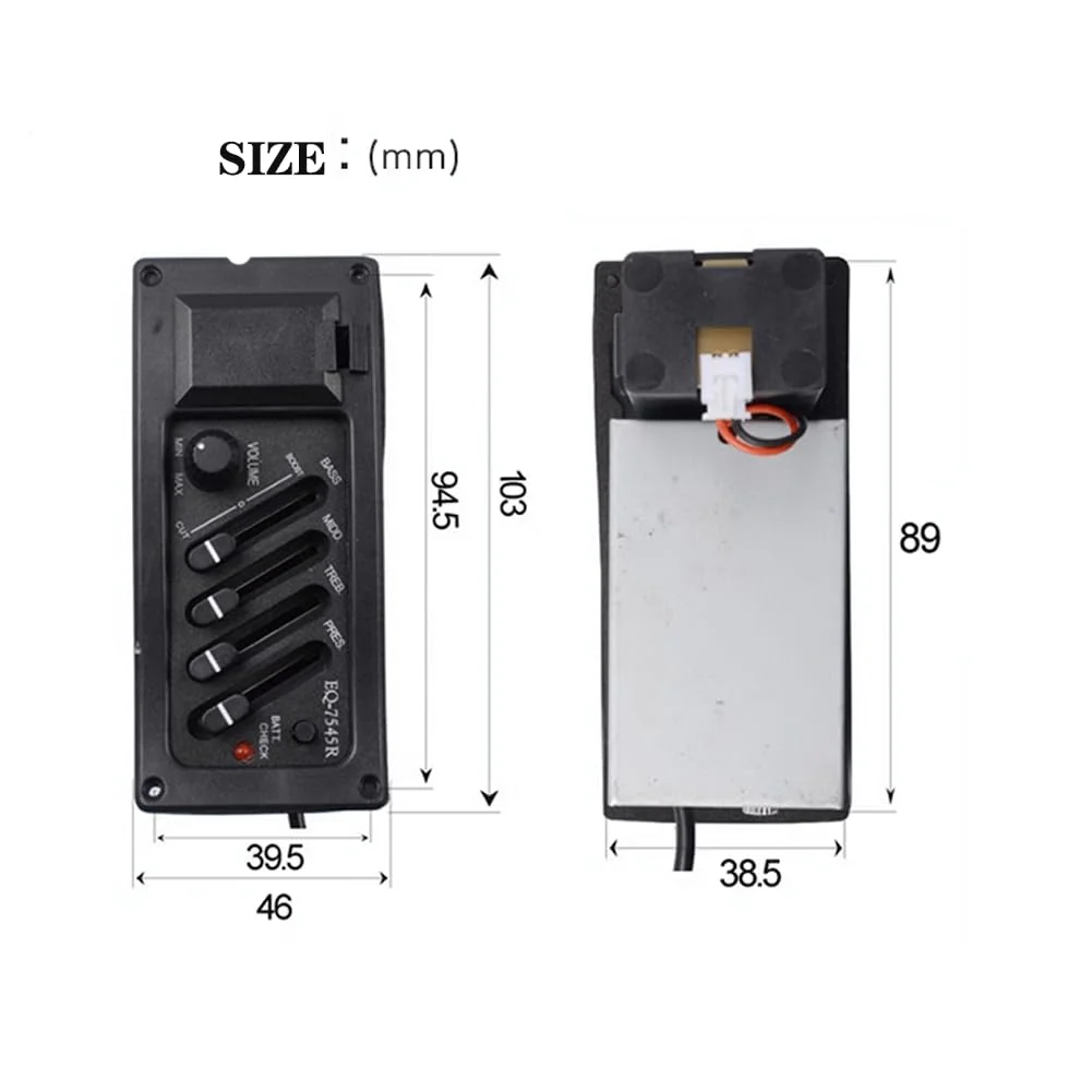 4 Band EQ Equalizer Guitar Preamp Piezo Pickup Tuner Acoustic Guitar Preamp Amplifier Equalizer Tuner (4 Band) 4 Band - Image 3
