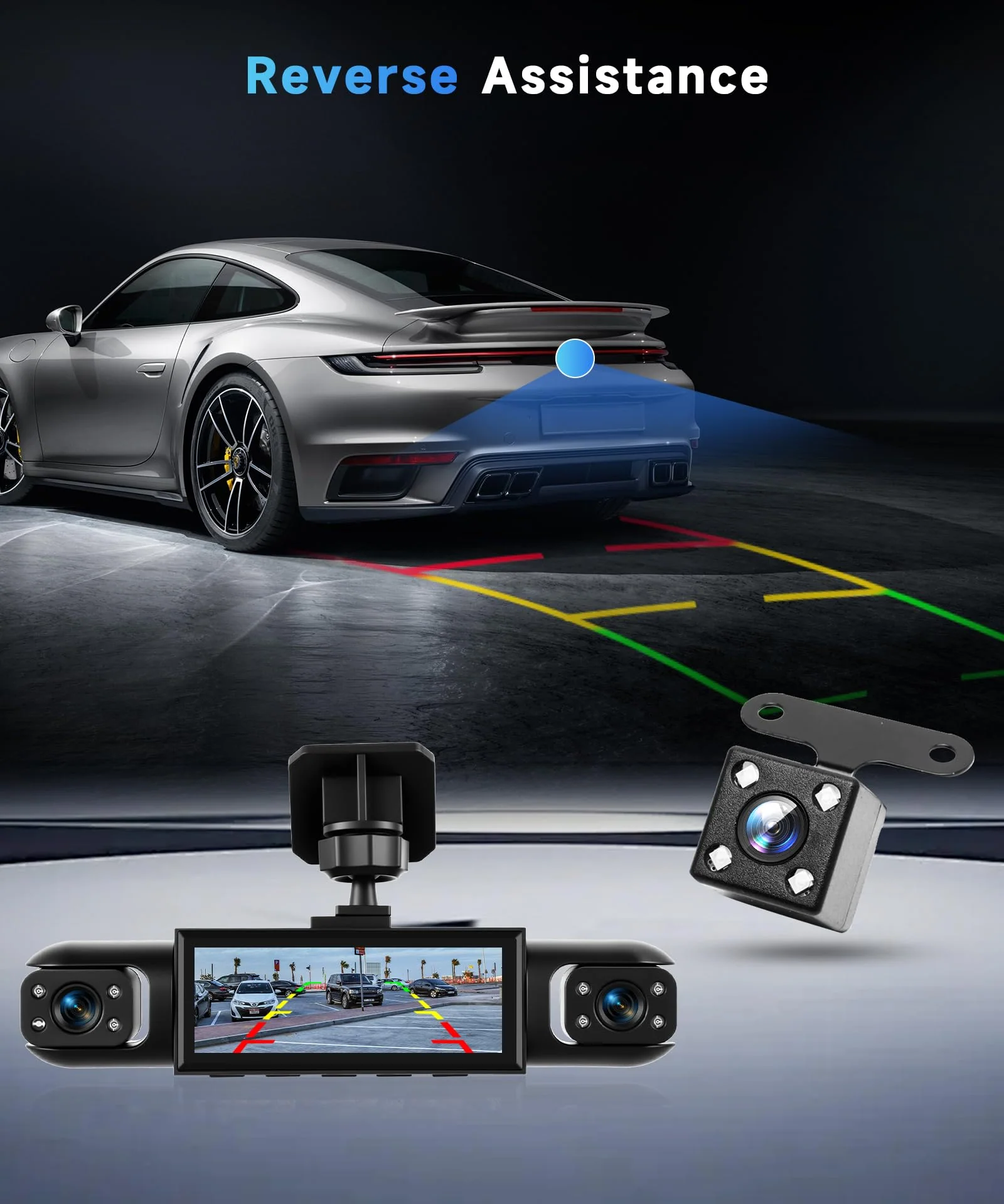 4 Channel 360° Dash Camera Front and Rear Inside Left Right, 3.16 Inch Dash Cam for Cars, Built-in Night Vision, Sensitive Motion Detection 24/7 Recording Parking Mode Monitor Reversing Help - Image 6