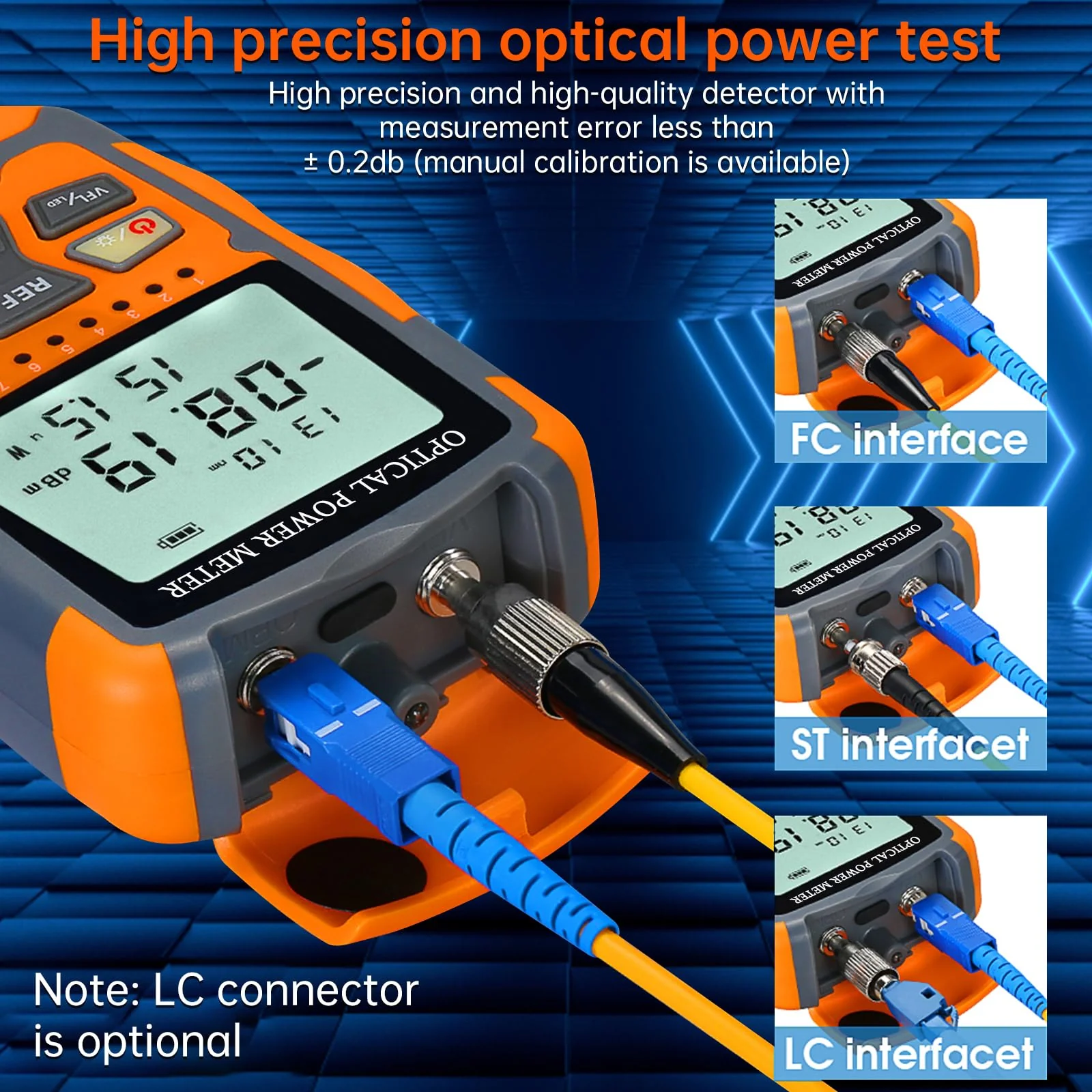 4-in-1 Fiber Optic Tester, Portable Optical Power Meter FC/SC/ST Standard Interface, Built-in 30Km Fiber Fault Detector Network Cable Tester with 1pc FC to LC Adapter 1 - Image 2