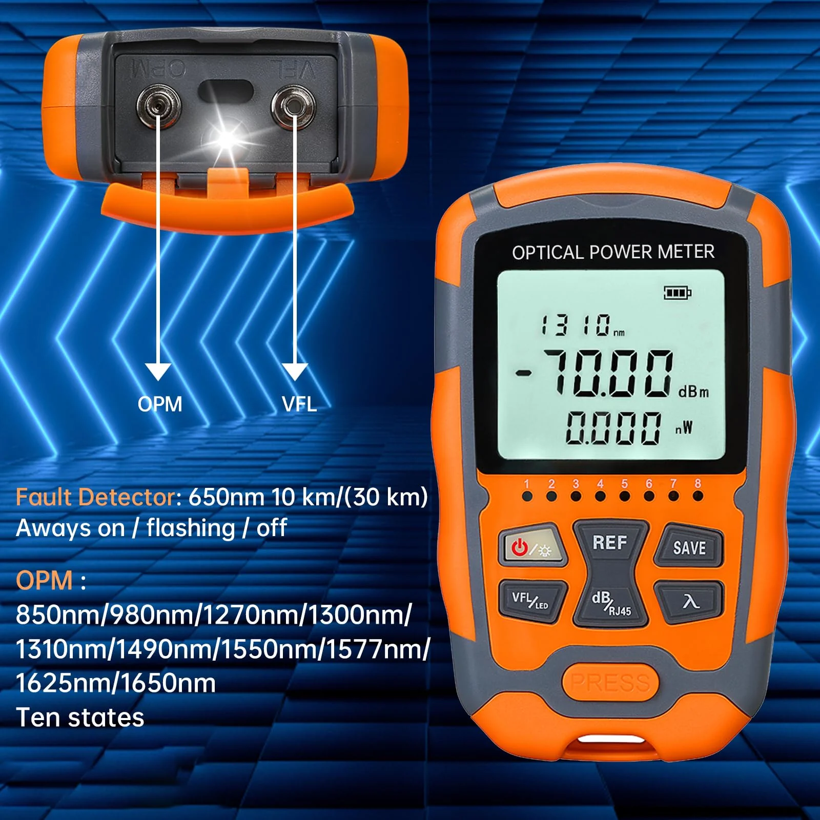 4-in-1 Fiber Optic Tester, Portable Optical Power Meter FC/SC/ST Standard Interface, Built-in 30Km Fiber Fault Detector Network Cable Tester with 1pc FC to LC Adapter 1 - Image 3