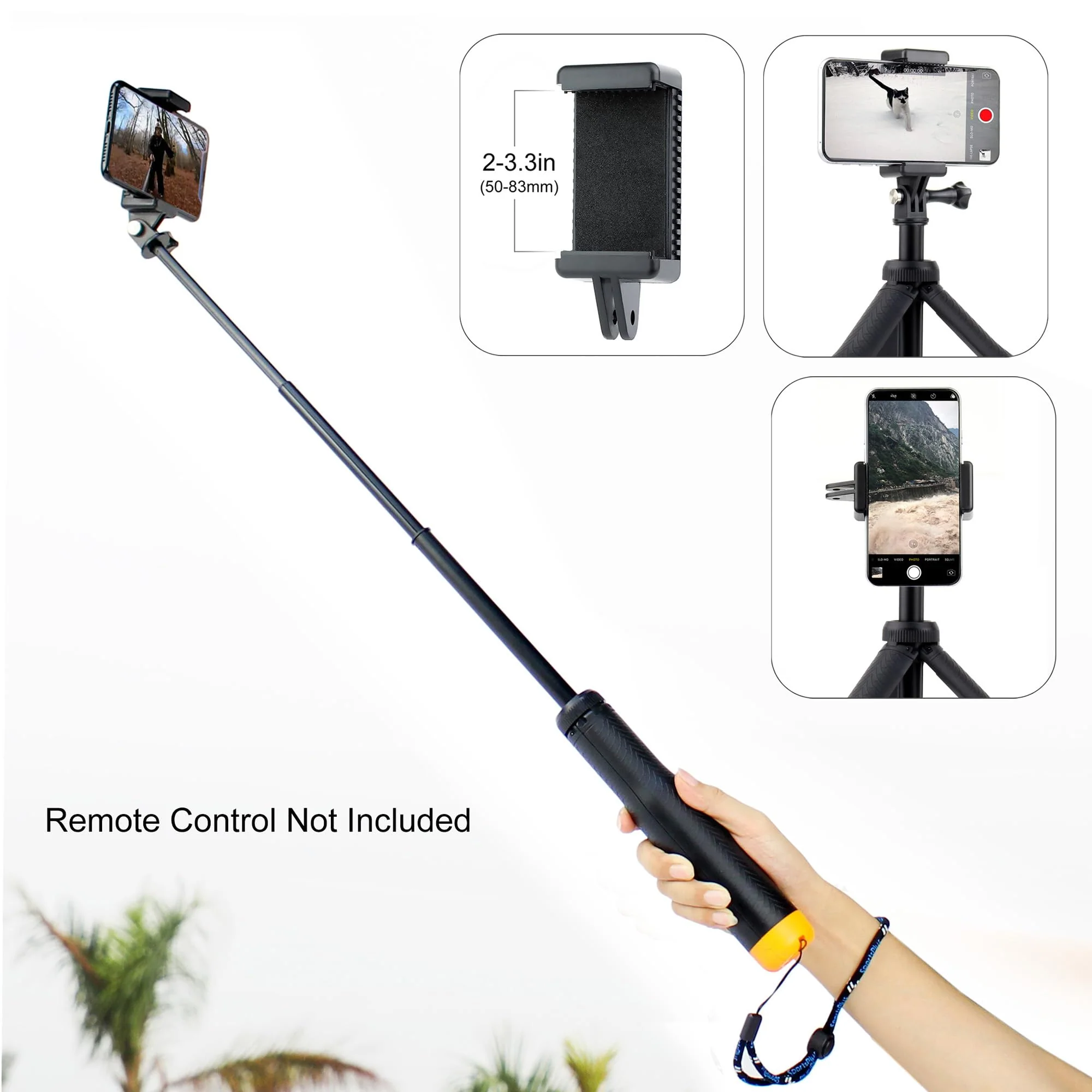 4-in-1 Floating Hand Grip Tripod Underwater Waterproof Selfie Stick Extendable Monopod for GoPro Hero 12 11 10 9 8 7 6 5 4,Insta360,Used as a Floating Tripod,Hand Grip,Selfie Stick,Tripod Stand Yellow - Image 5