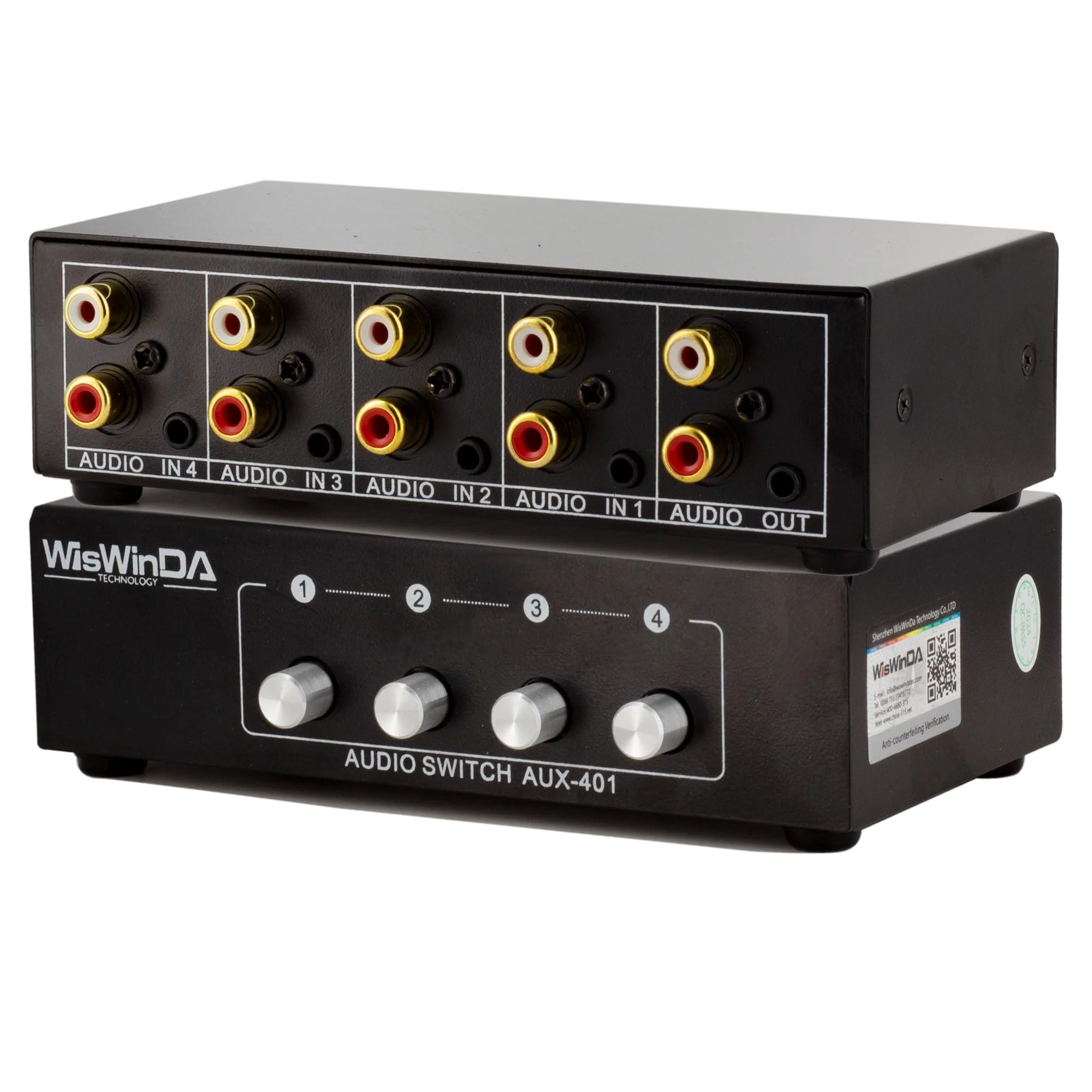 4-in 1-Out RCA 3.5mm AuxAudio Switch Box Audio Converter 4 Channels 1-in 4-Out Passive Audio Selector Switcher Box Connectors (RCA+AUX 4IN-1OUT/1IN-4OUT) RCA+AUX 4IN-1OUT/1IN-4OUT