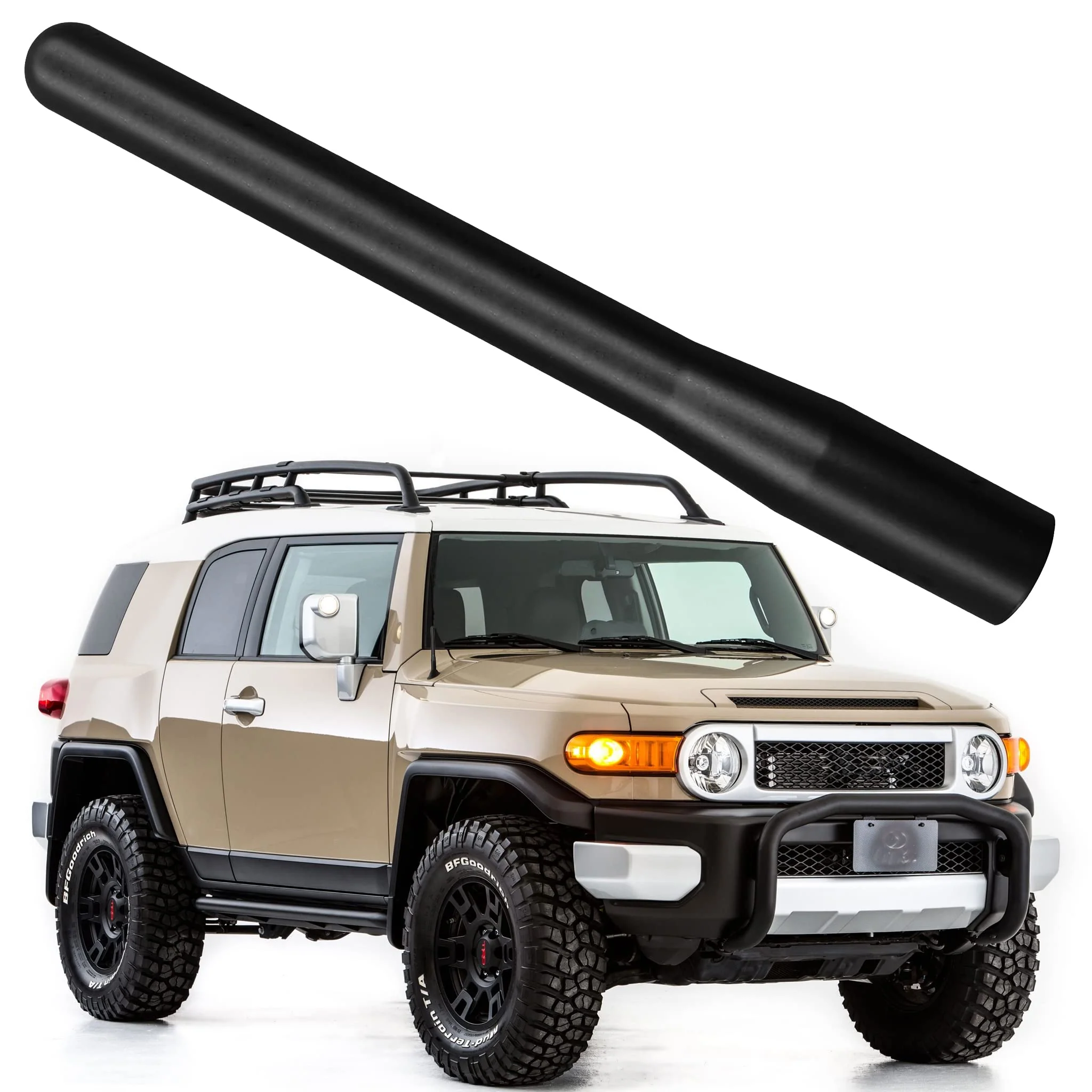 4 Inch Short Radio Aluminium Alloy Antenna for Toyota Tundra (2000-2020), Toyota Tacoma (2005-2016), Toyota FJ Cruiser (2006-2015), Nissan Titan (2019-2023) AM/FM Replacement Antenna