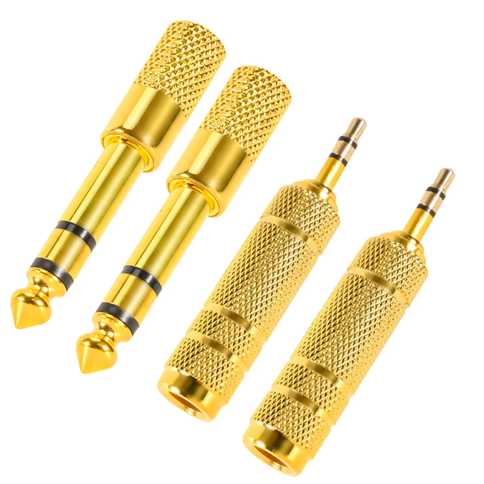 4 Pack Headphone Jack 3.5mm (1/8 inch) Male to 6.35mm(1/4 inch) Female Adapter and 6.35mm（1/4） to 3.5mm(1/8) Audio Adapter,Stereo Audio Jack Adapter for Player, Headphone,Guitar Amplifier